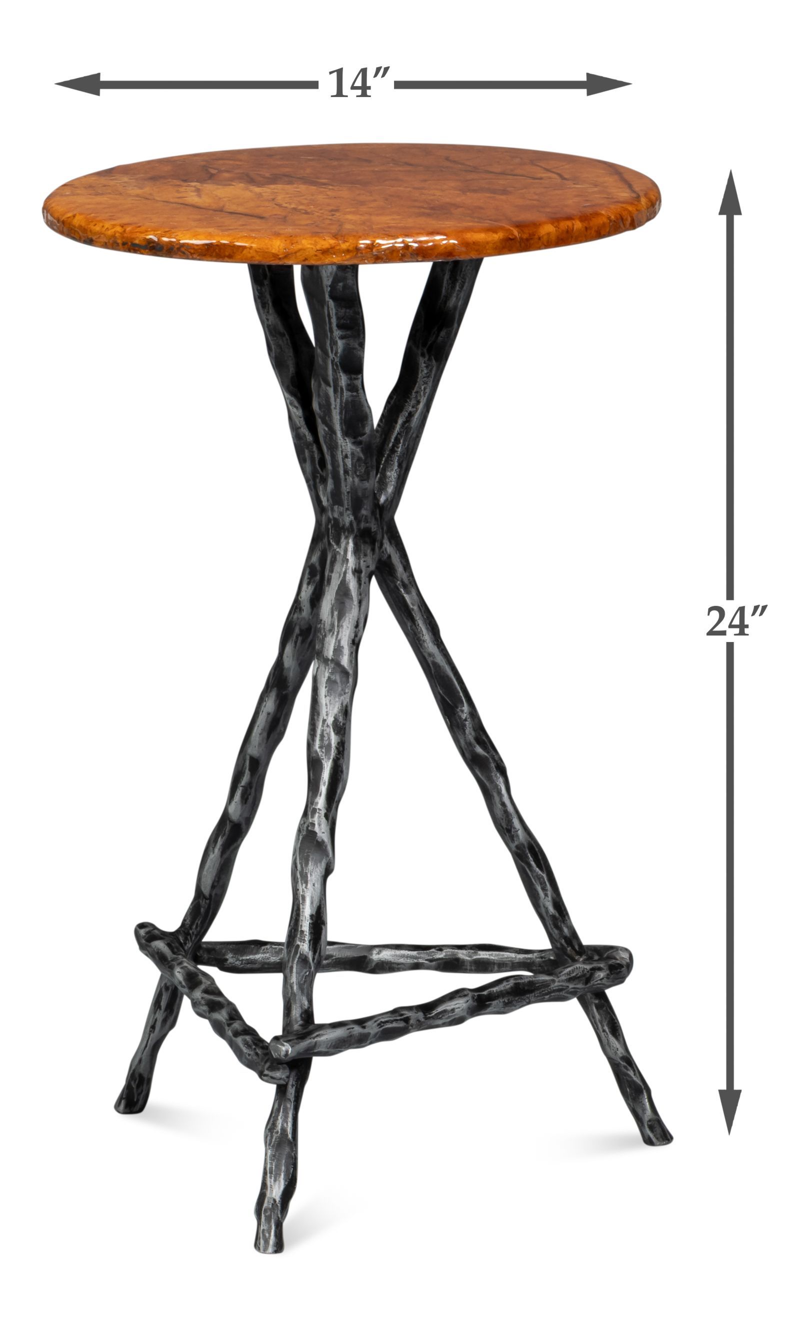 Pewter Leaf Brown and Gray Round Planter's Table