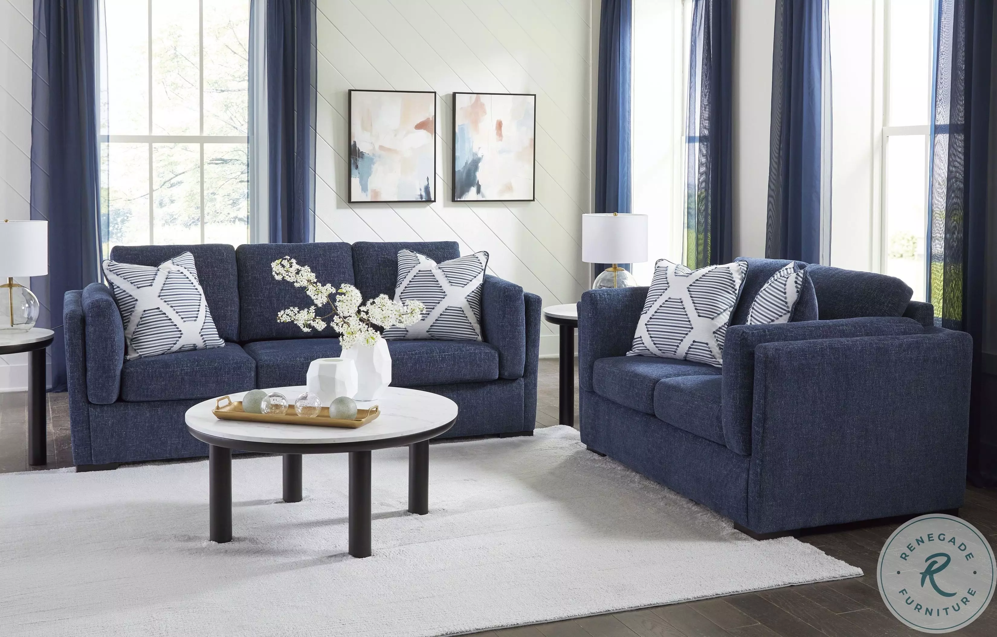 Evansley Navy Sofa From Ashley Furniture | Coleman Furniture