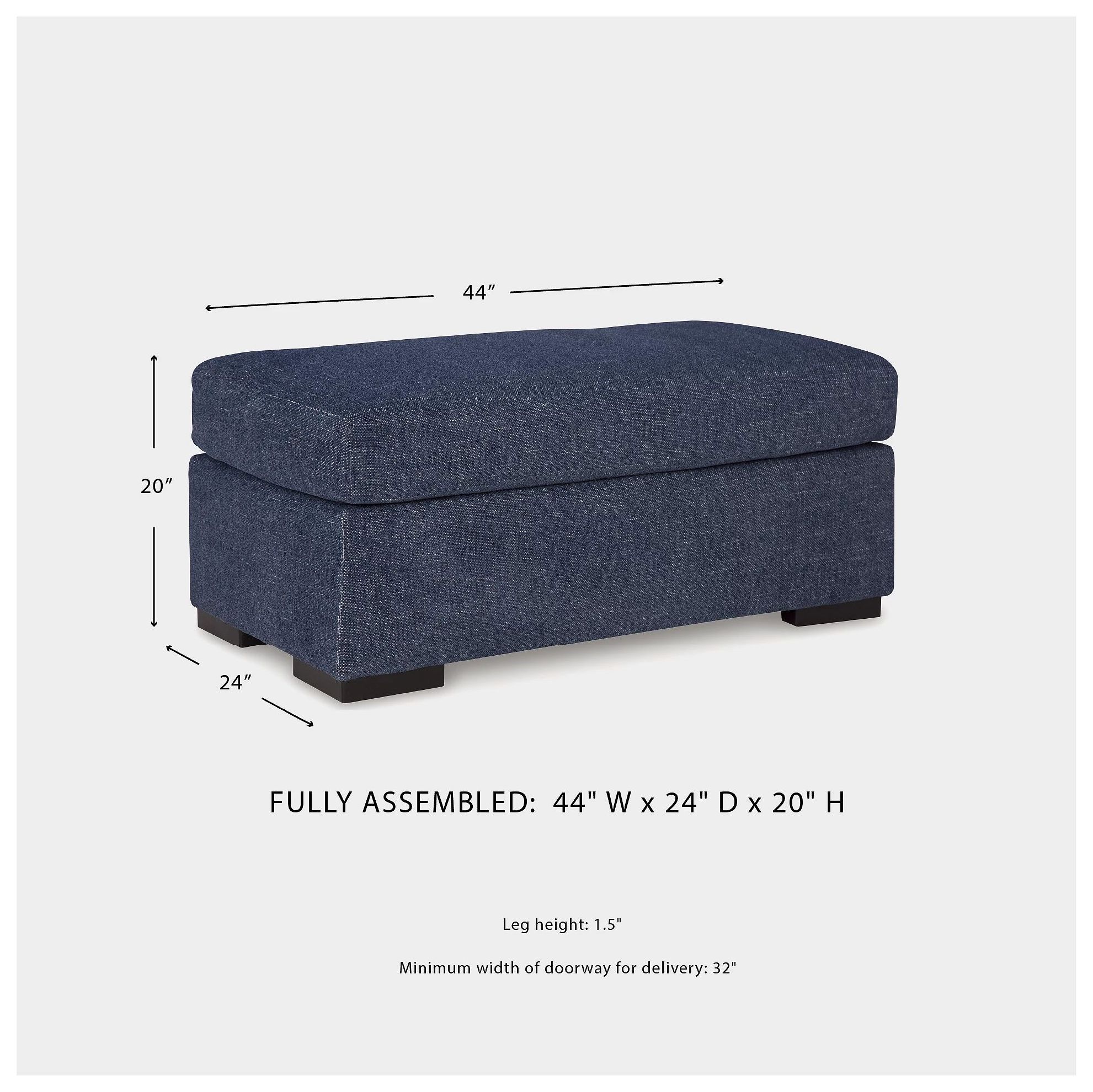 Evansley Navy Performance Fabric Ottoman