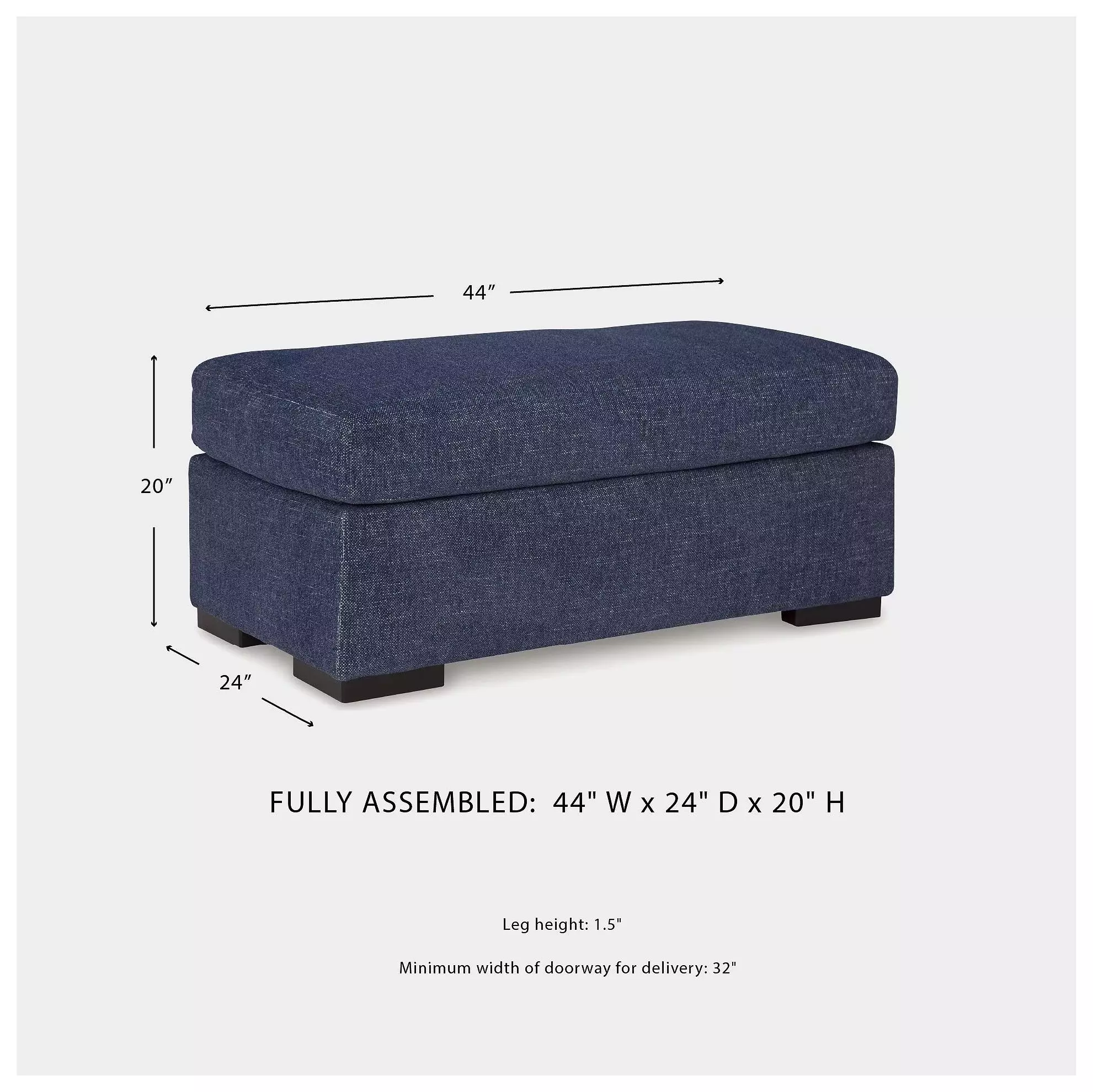 Evansley Navy Performance Fabric Ottoman