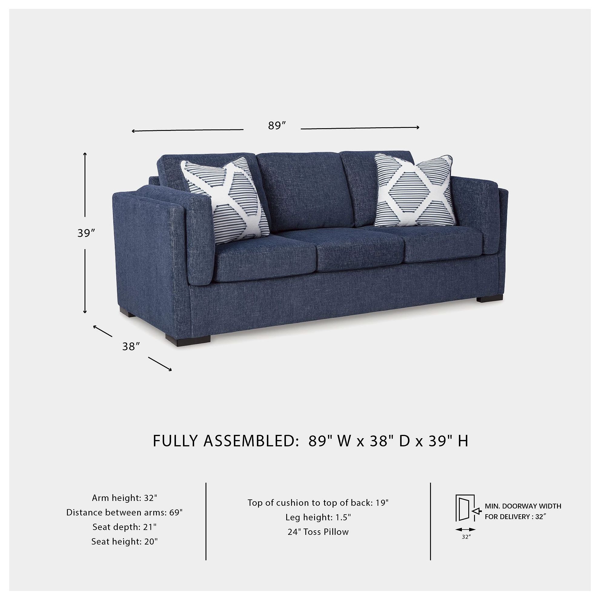 Evansley Navy Performance Fabric Sofa
