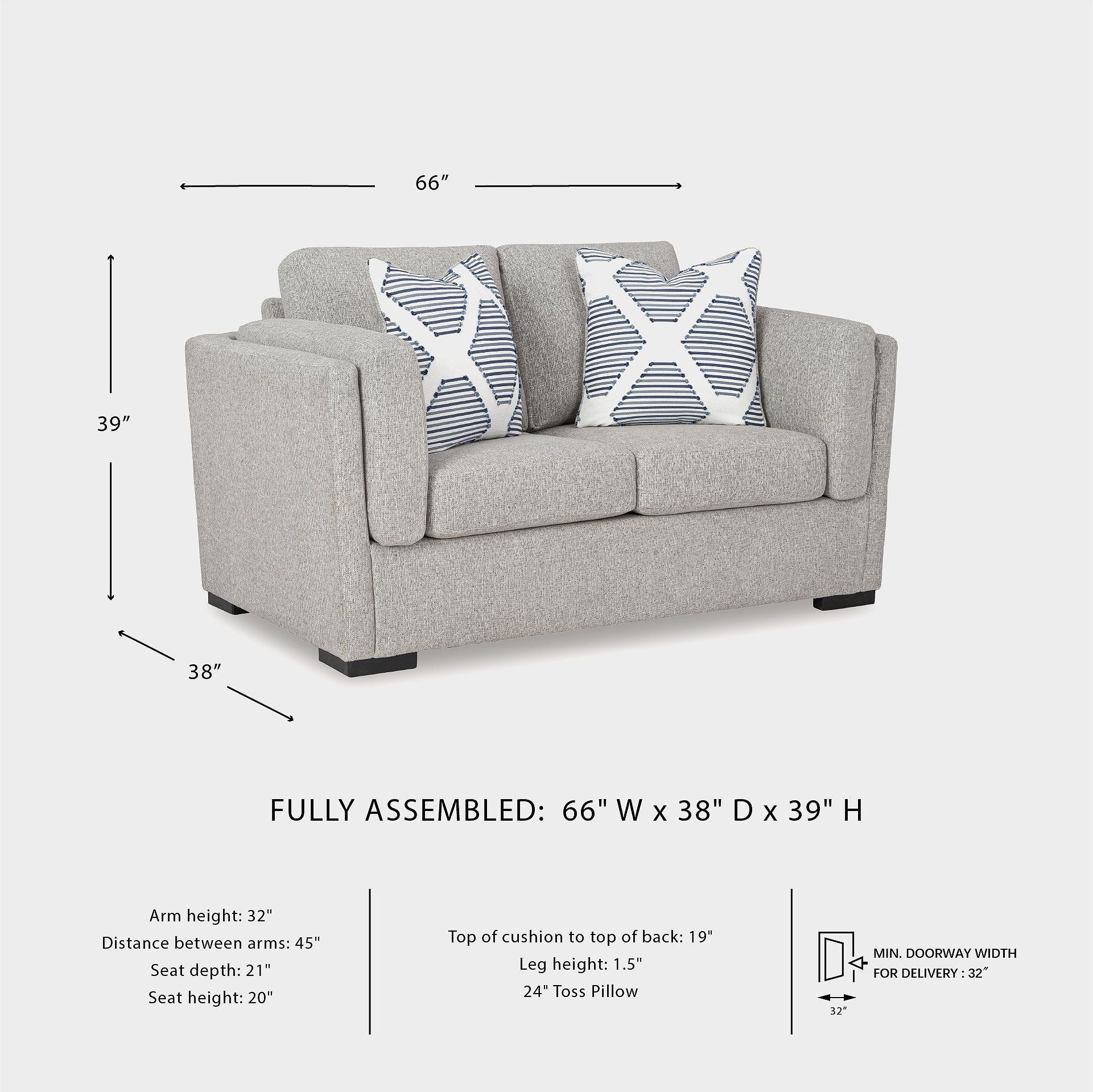 Evansley Pewter Performance Fabric 66" Loveseat