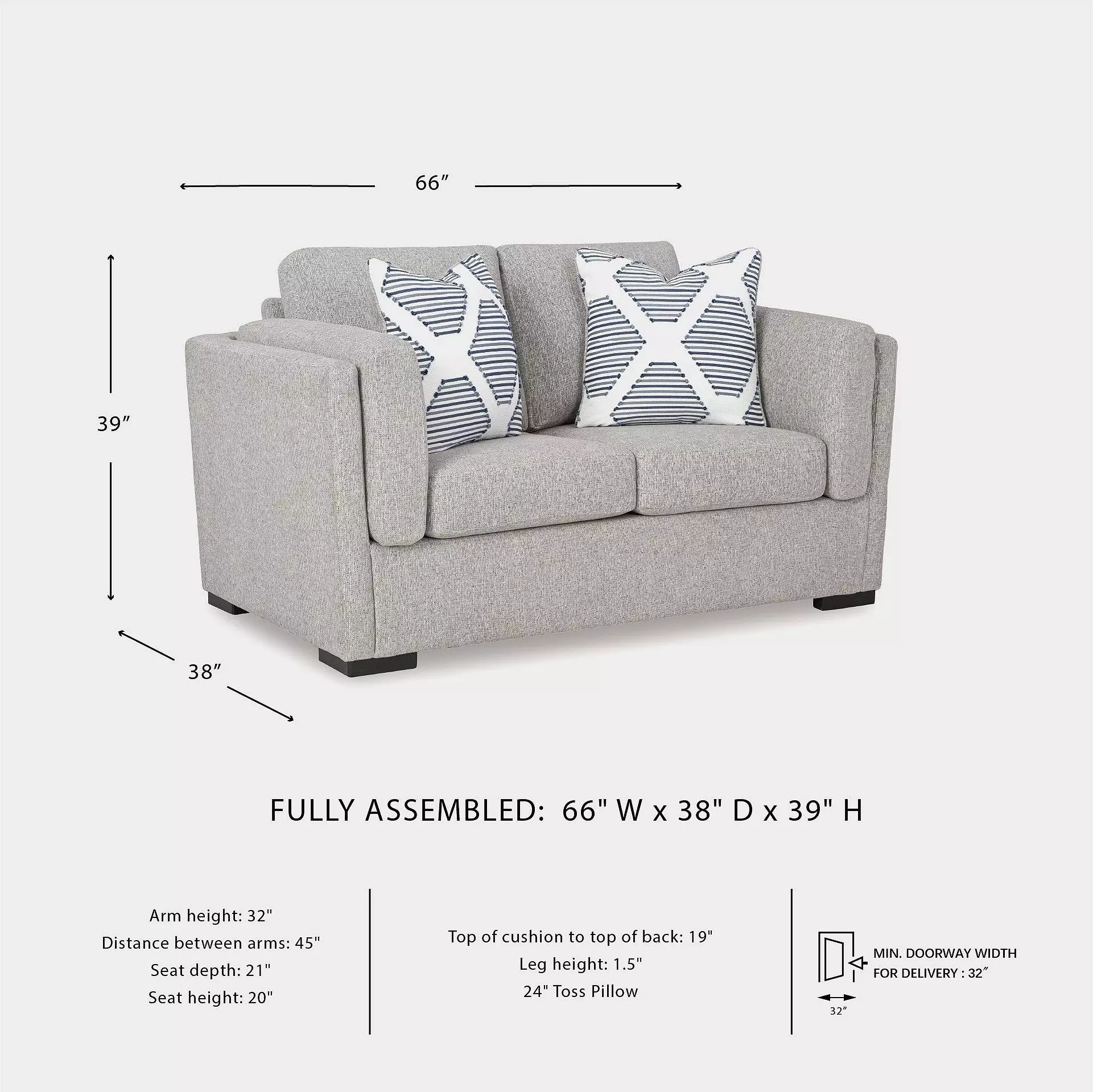 Evansley Pewter Performance Fabric 66" Loveseat