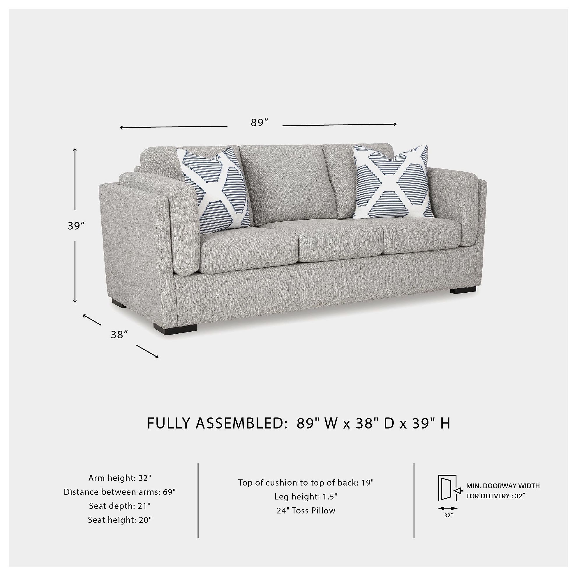 Evansley Pewter Performance Fabric 89" Sofa