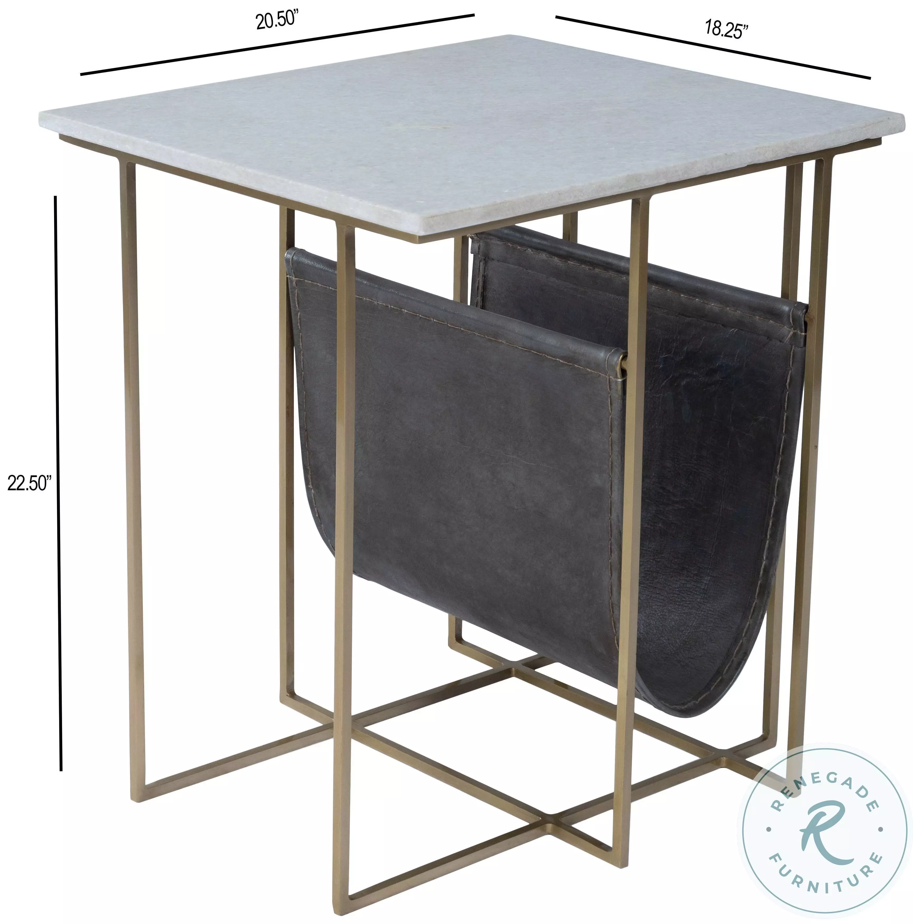 Stephanik White Marble And Leather Magazine Table