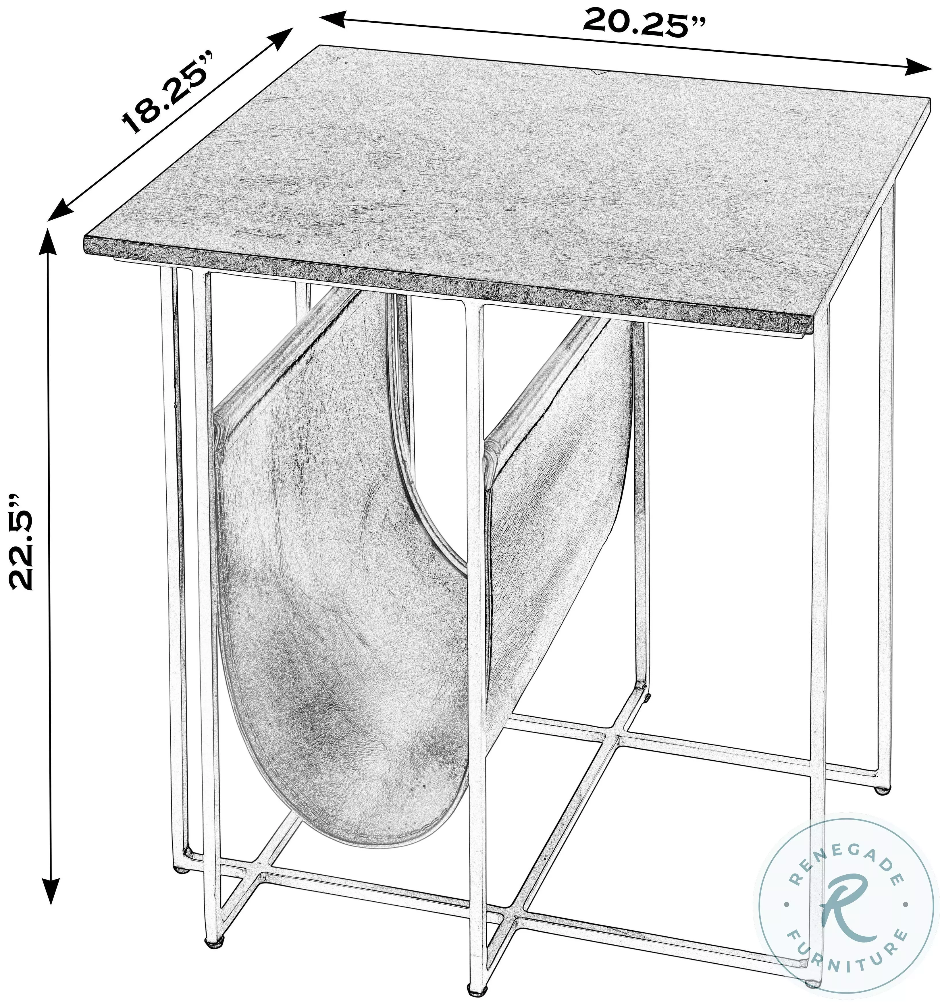 Stephanik Gold and Green Marble Top Magazine Side Table