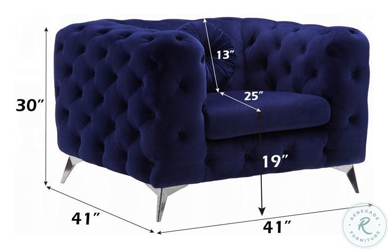 Atronia Blue Velvet Chair
