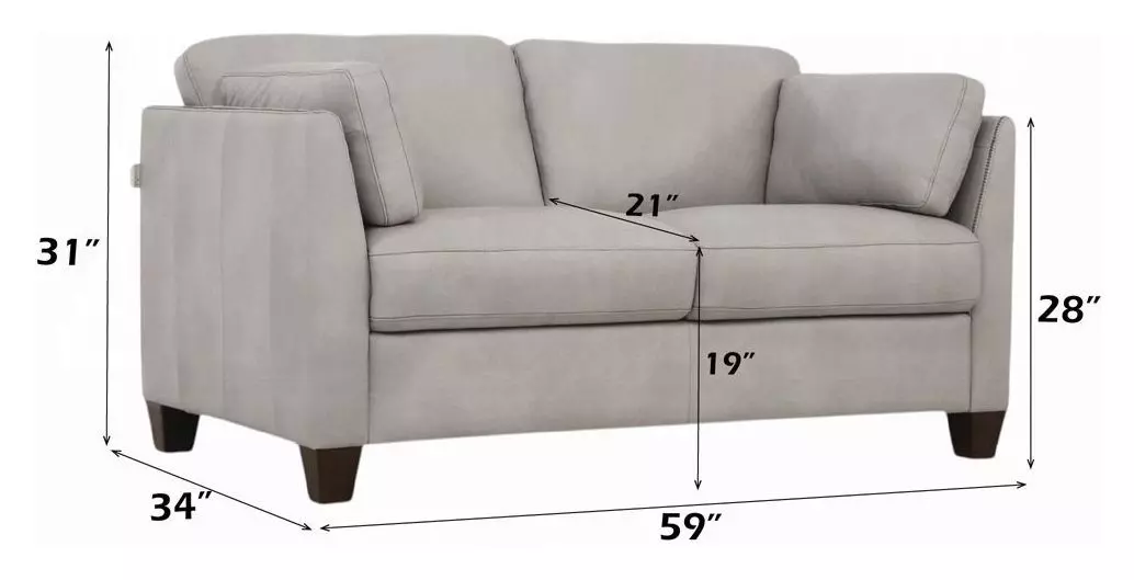 Matias Dusty White Leather 59" Loveseat