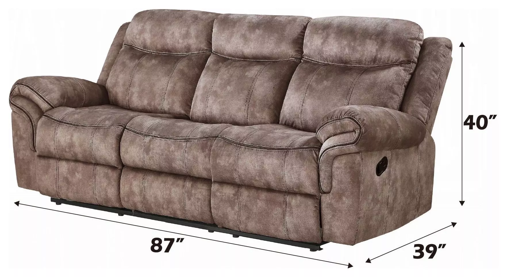Zubaida Chocolate Glider Reclining 87" Sofa with Console and USB Charging