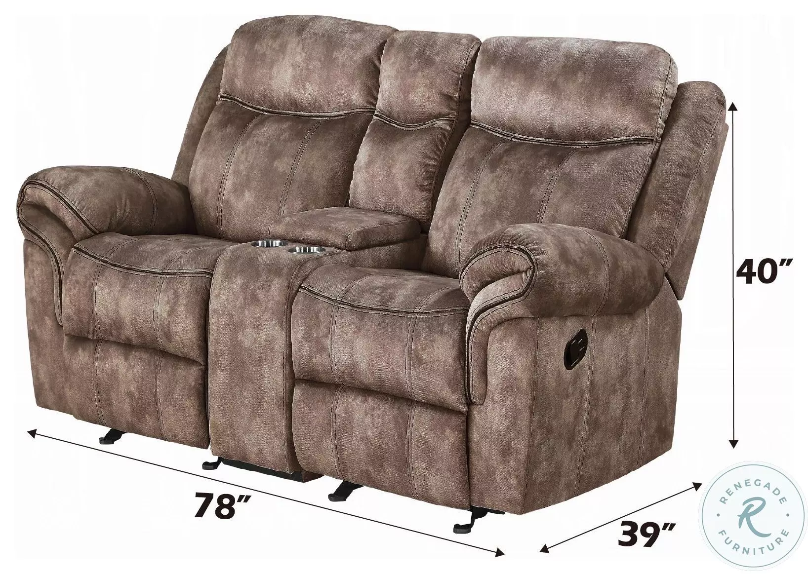 Zubaida Two Tone Chocolate Velvet Reclining 78" Loveseat and Console with USB Charging