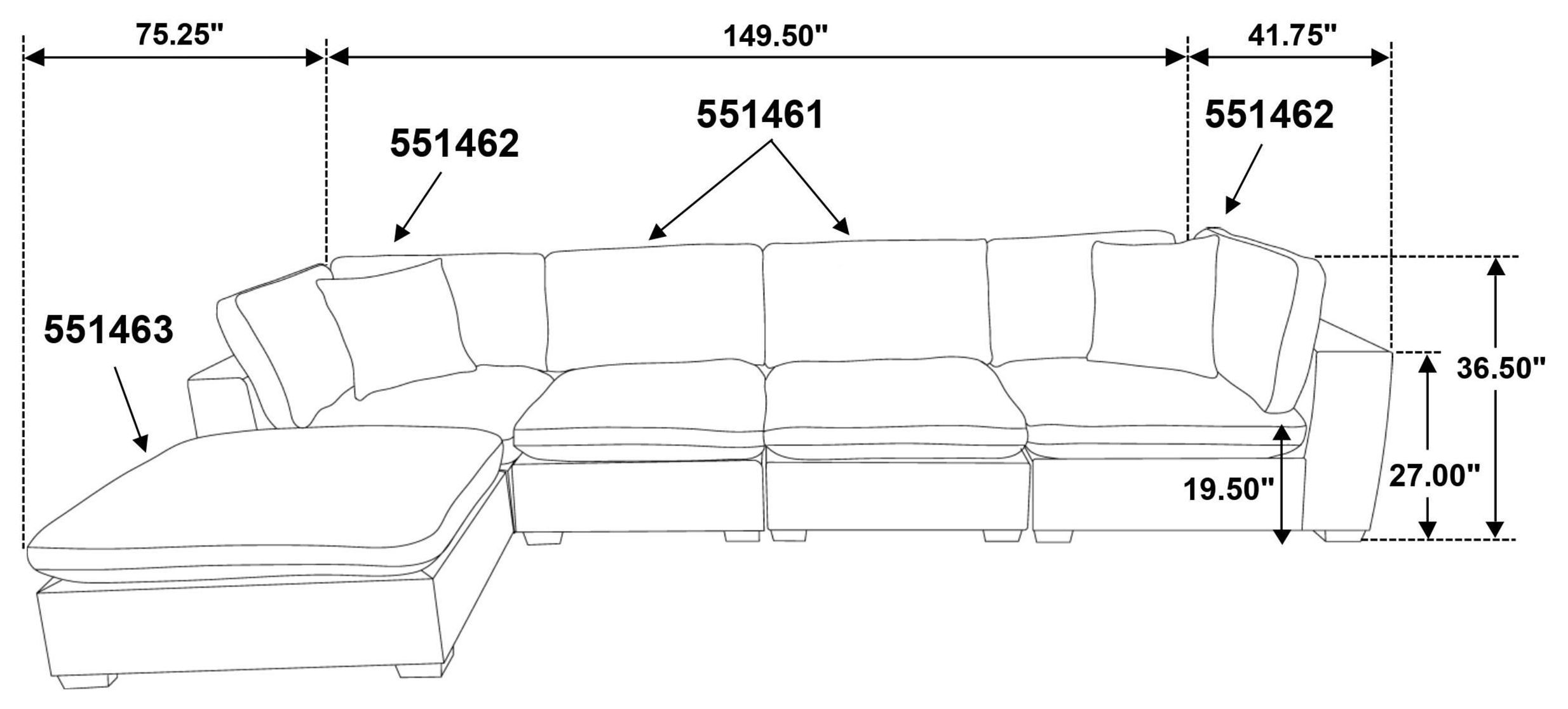 Lakeview Ivory 5 Piece Modular Sectional