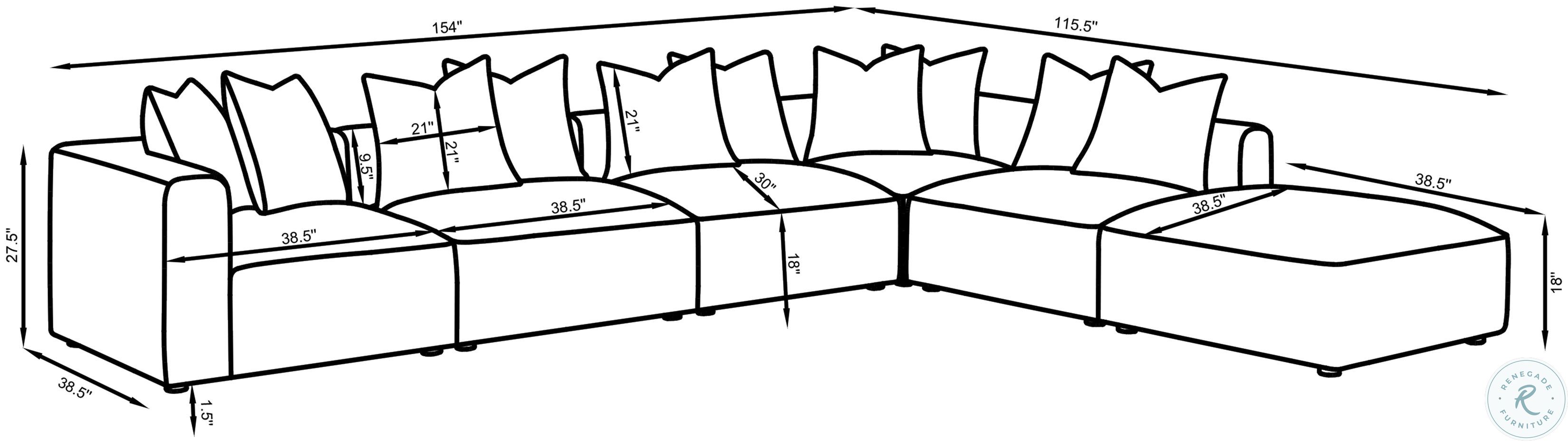 Jennifer Terracotta Upholstered Sectional From Coaster Furniture