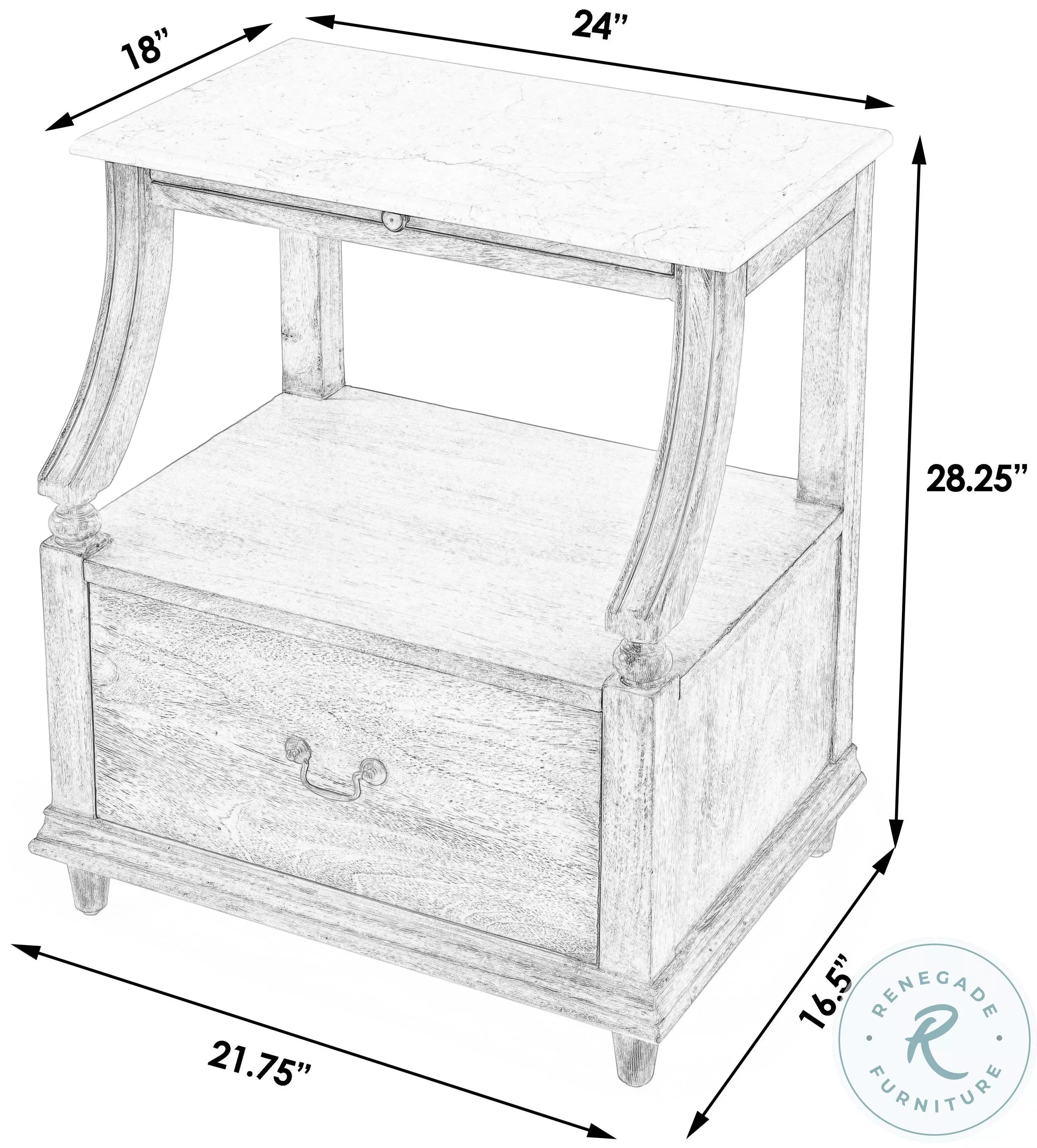 Mabel Marble Sandalwood Beige Nightstand