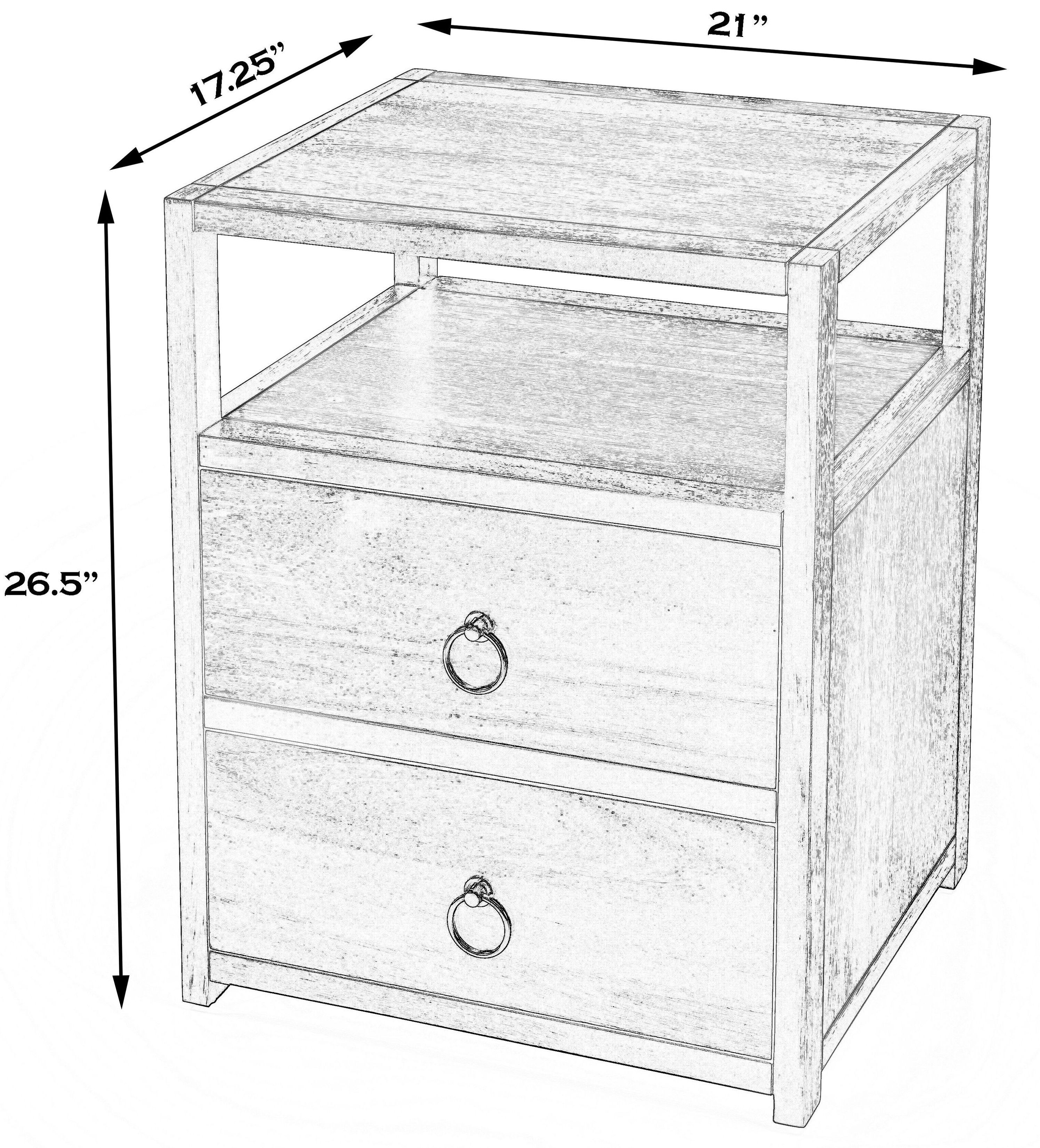 Lark Black 21" 2 Drawer Nightstand with Shelf