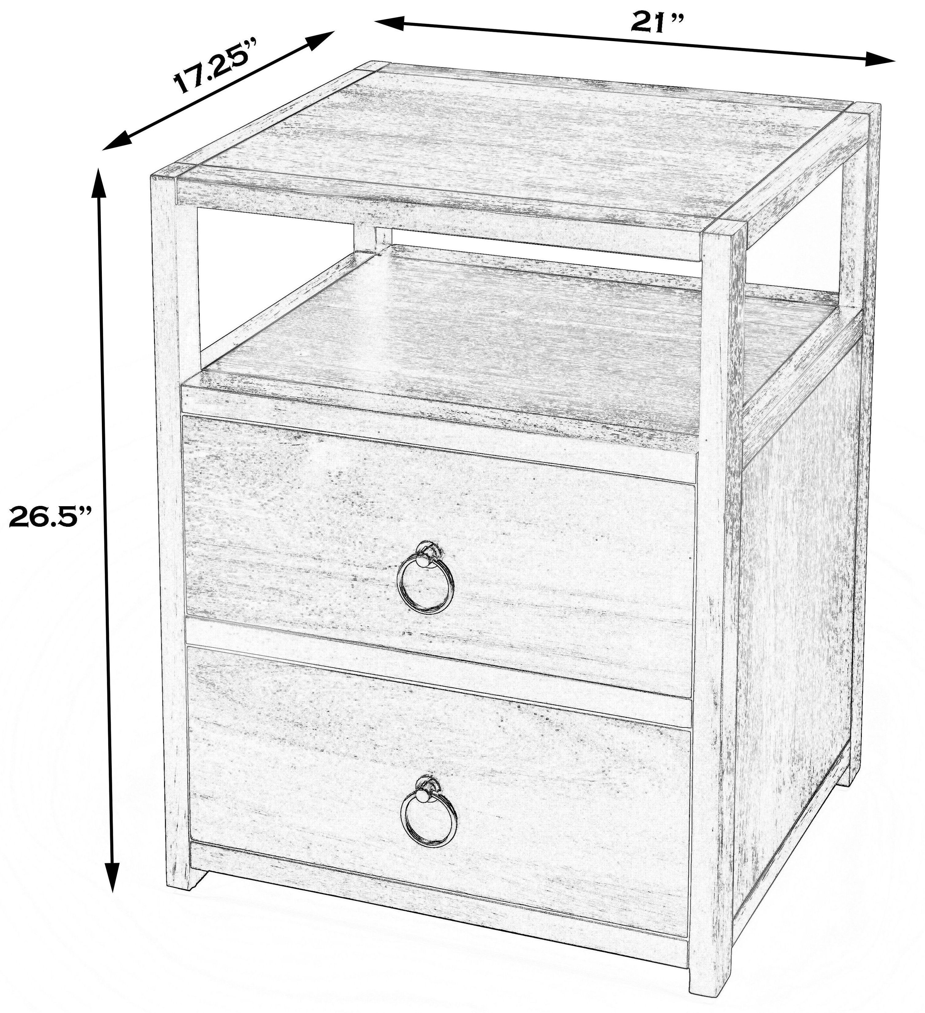 Lark Medium Brown 21" 2 Drawer Nightstand with Shelf