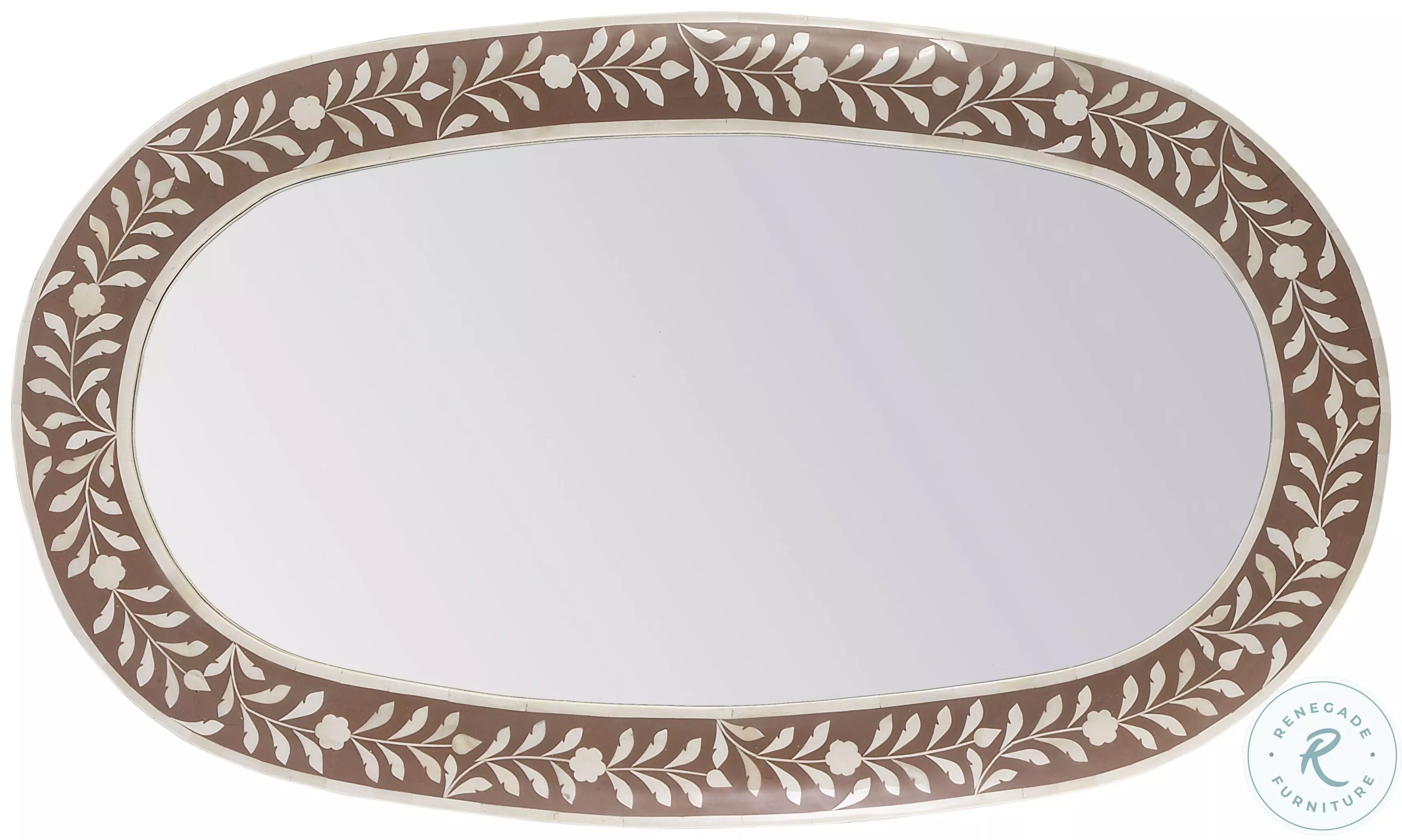 Trubadur Brown and White Oval Bone Inlay Wall Mirror From Butler ...