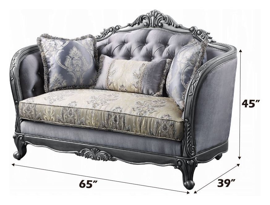 Ariadne Platinum 65" Loveseat with Pillows