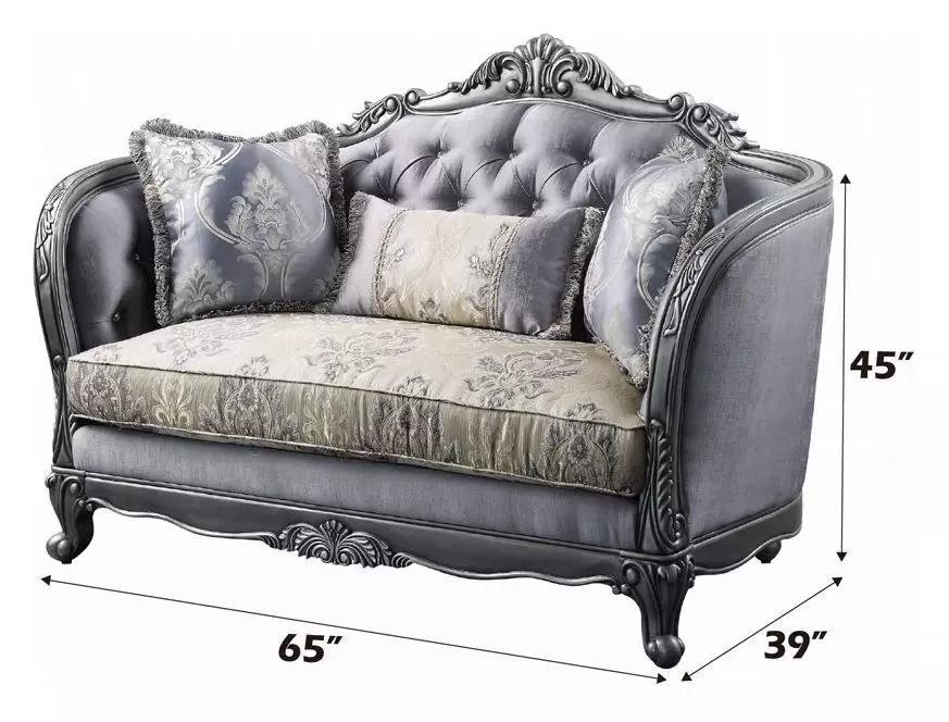 Ariadne Platinum 65" Loveseat with Pillows