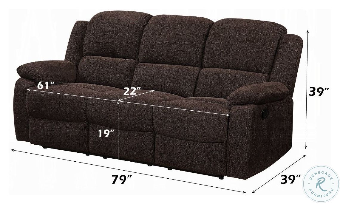 Madden Brown Chenille Reclining 79" Sofa