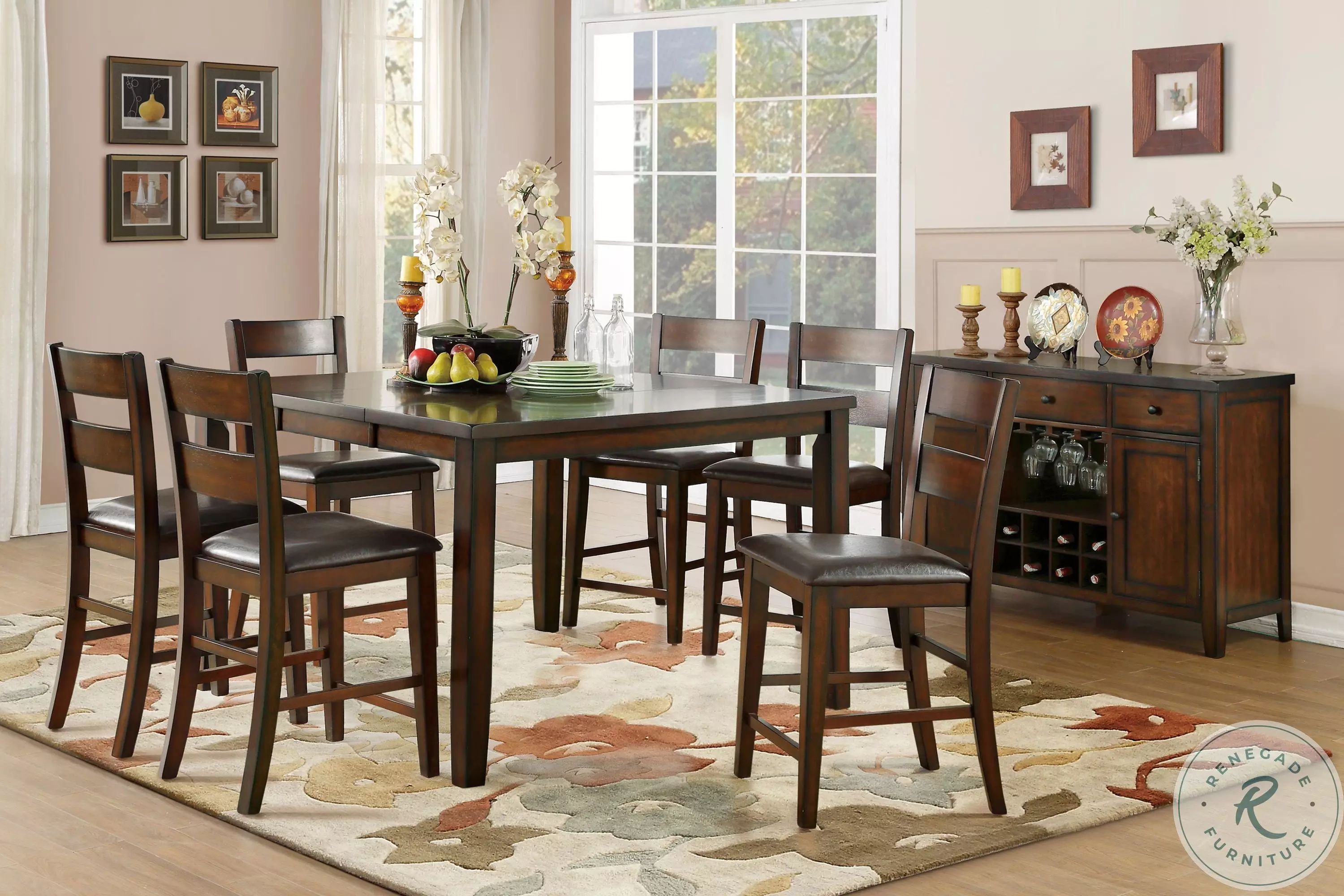 Mantello Cherry Extendable Counter Height Dining Room Set