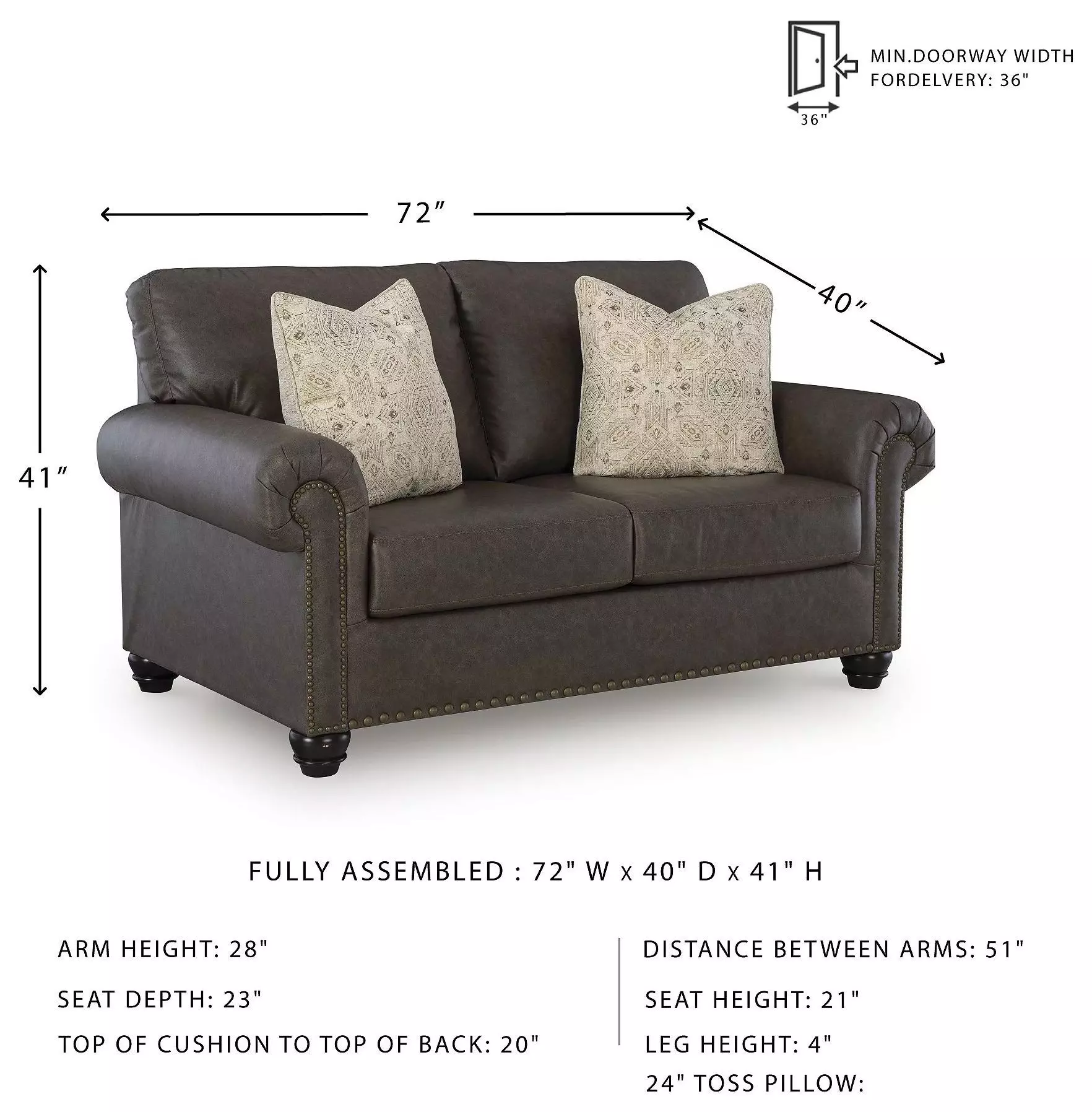 Roxmere Umber 72" Loveseat