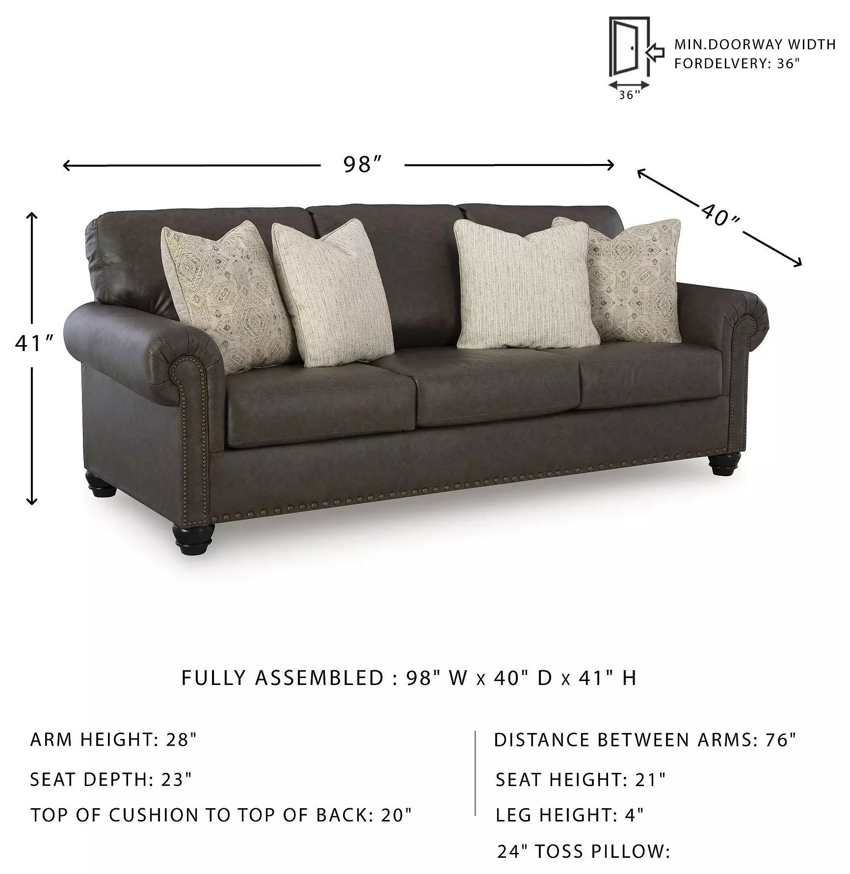 Roxmere Umber 98" Sofa