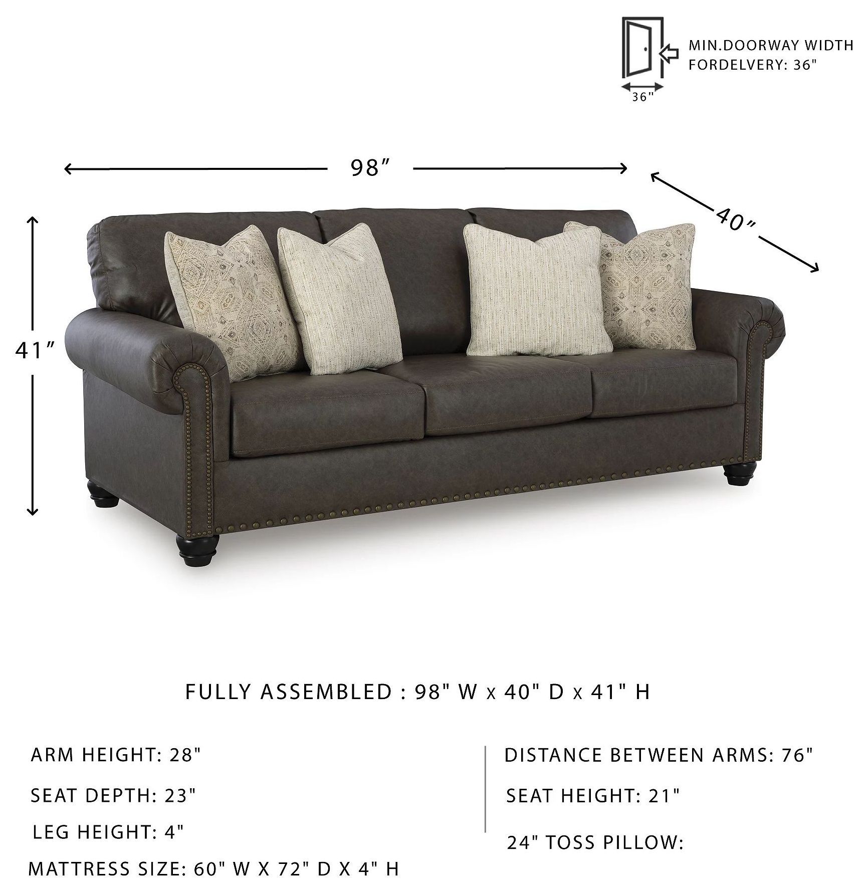 Roxmere Umber Queen Sleeper Sofa
