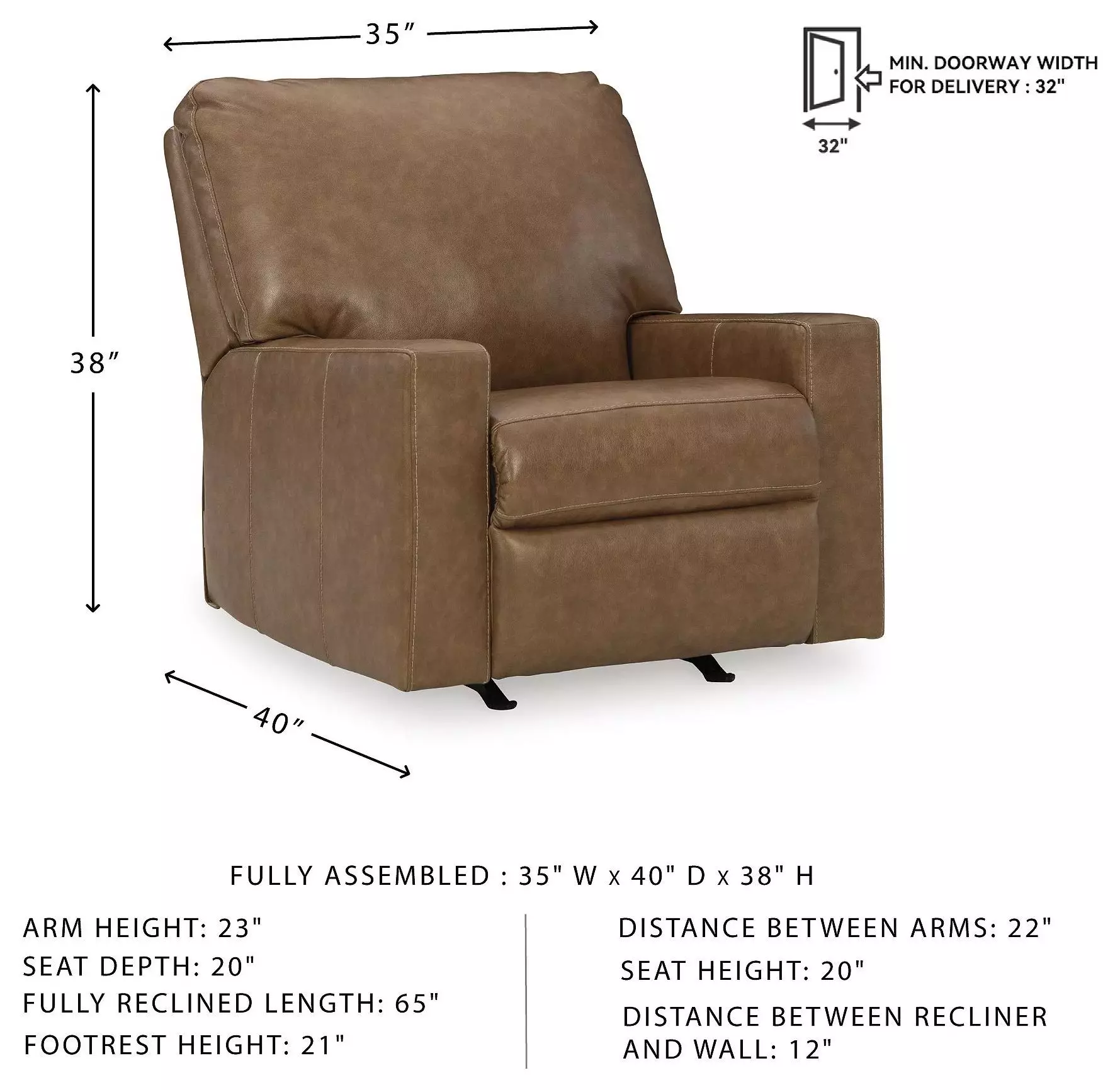 Bolsena Caramel Rocker Recliner