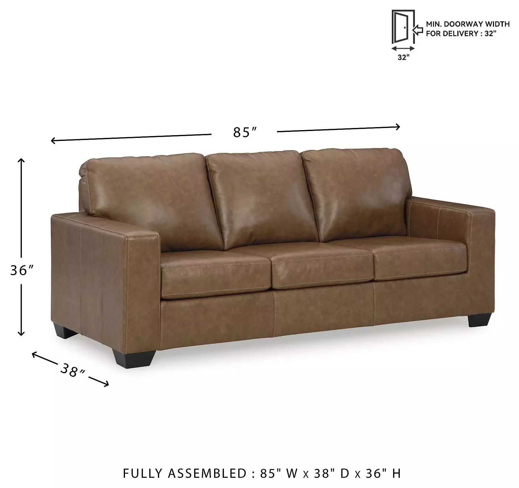 Bolsena Caramel 85" Sofa