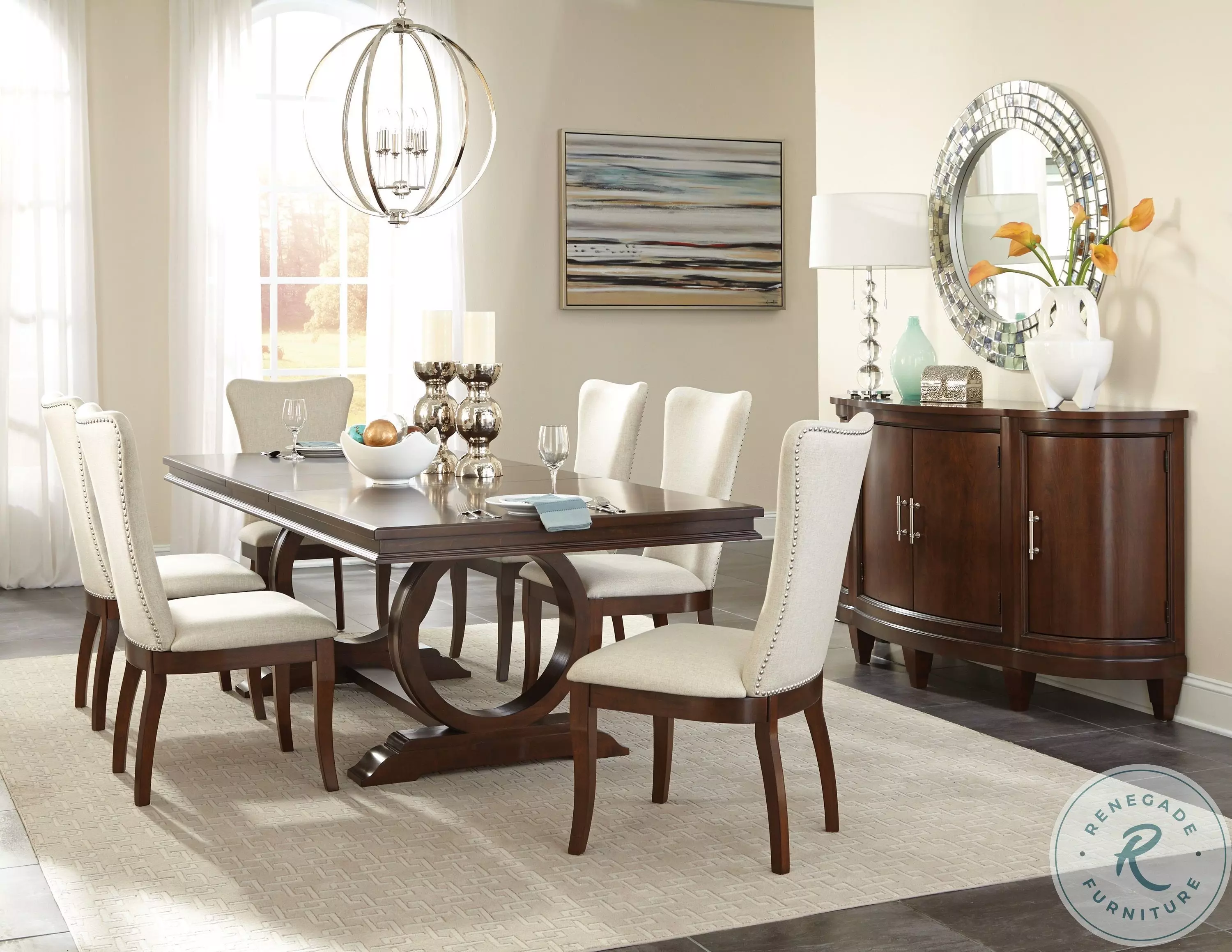 Oratorio Cherry Extendable Trestle Dining Room Set from