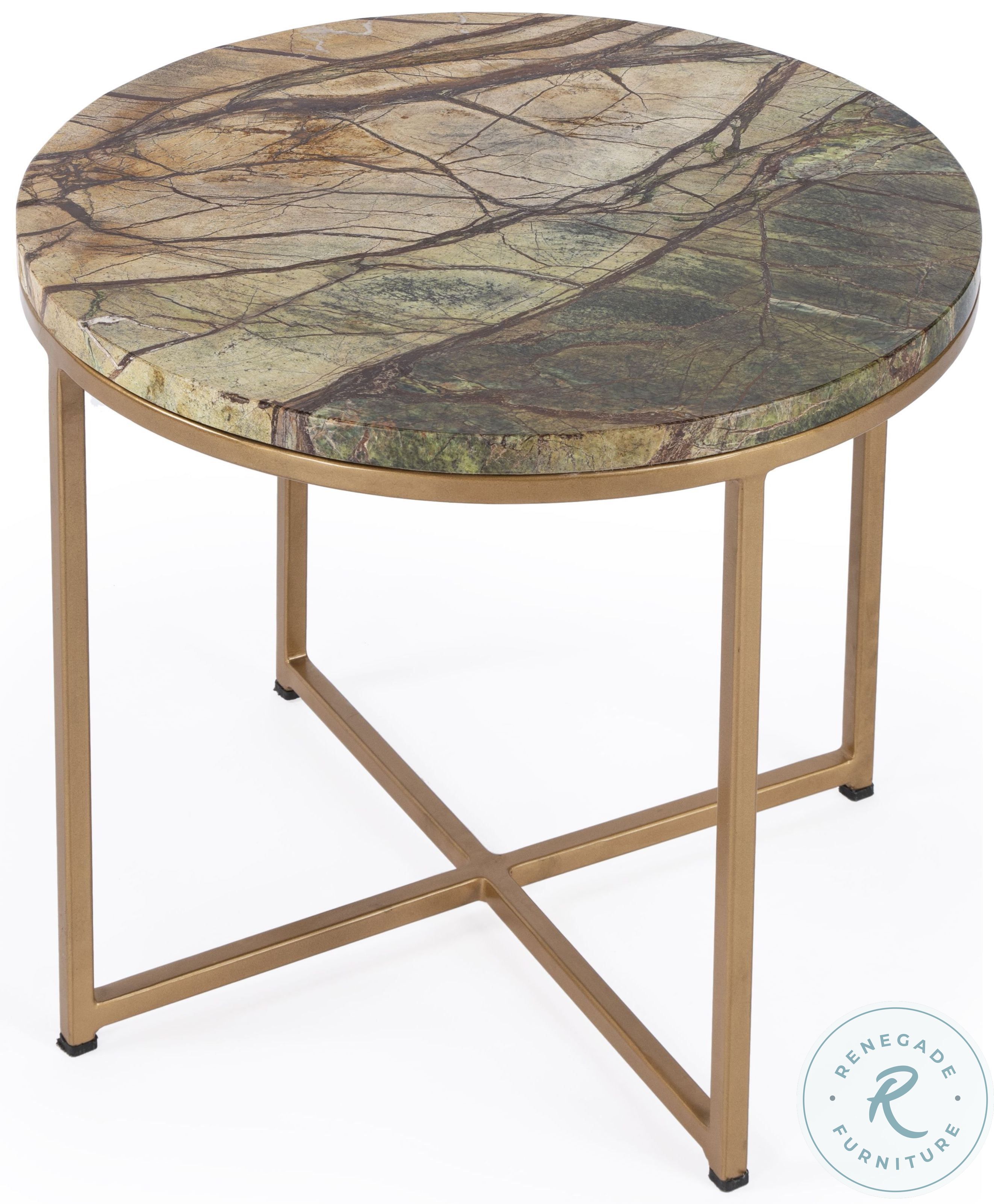 Giovanniya Antique Gold Marble Side Table From Butler Coleman Furniture