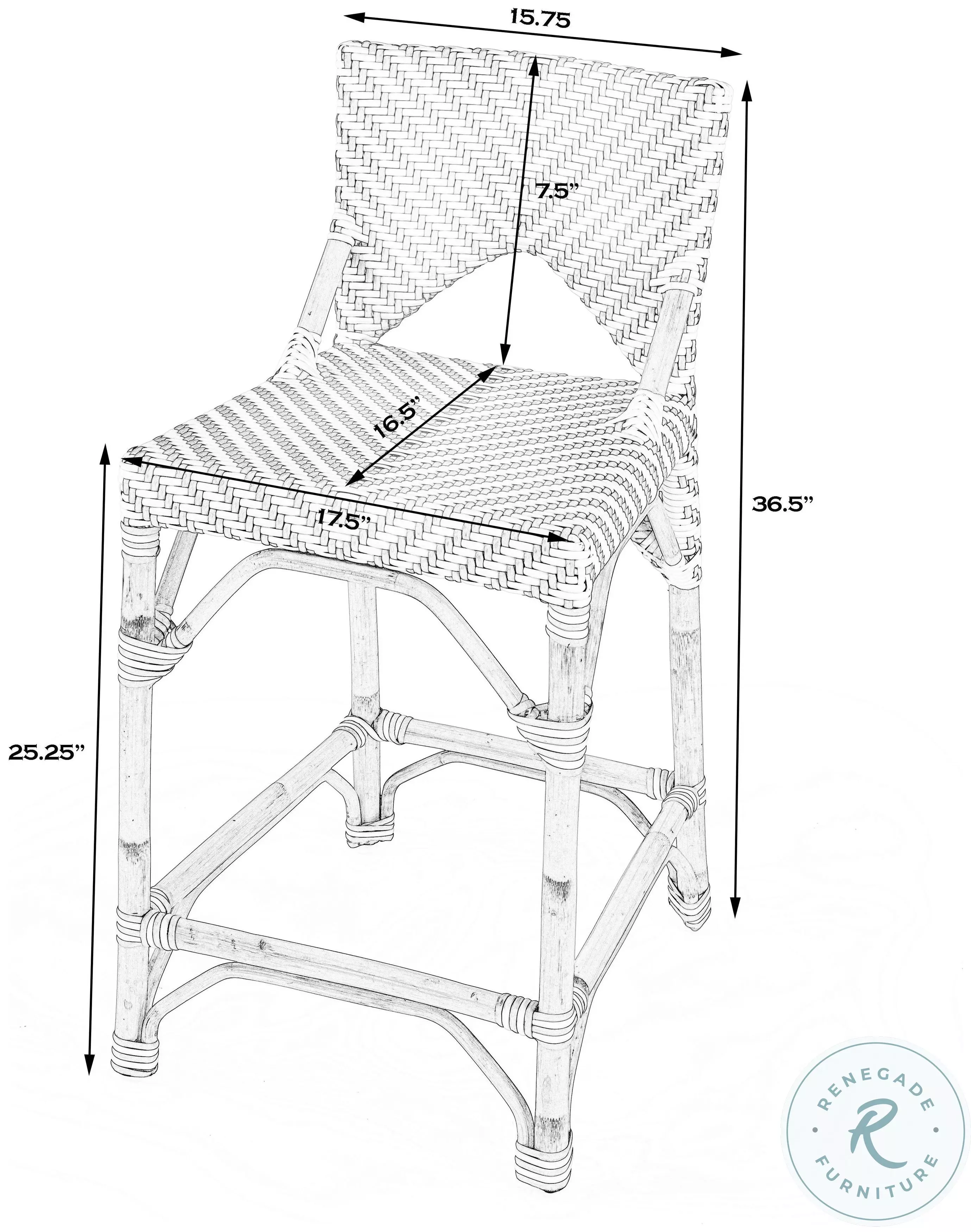 Creanly Black and White Rattan Counter Height Stool