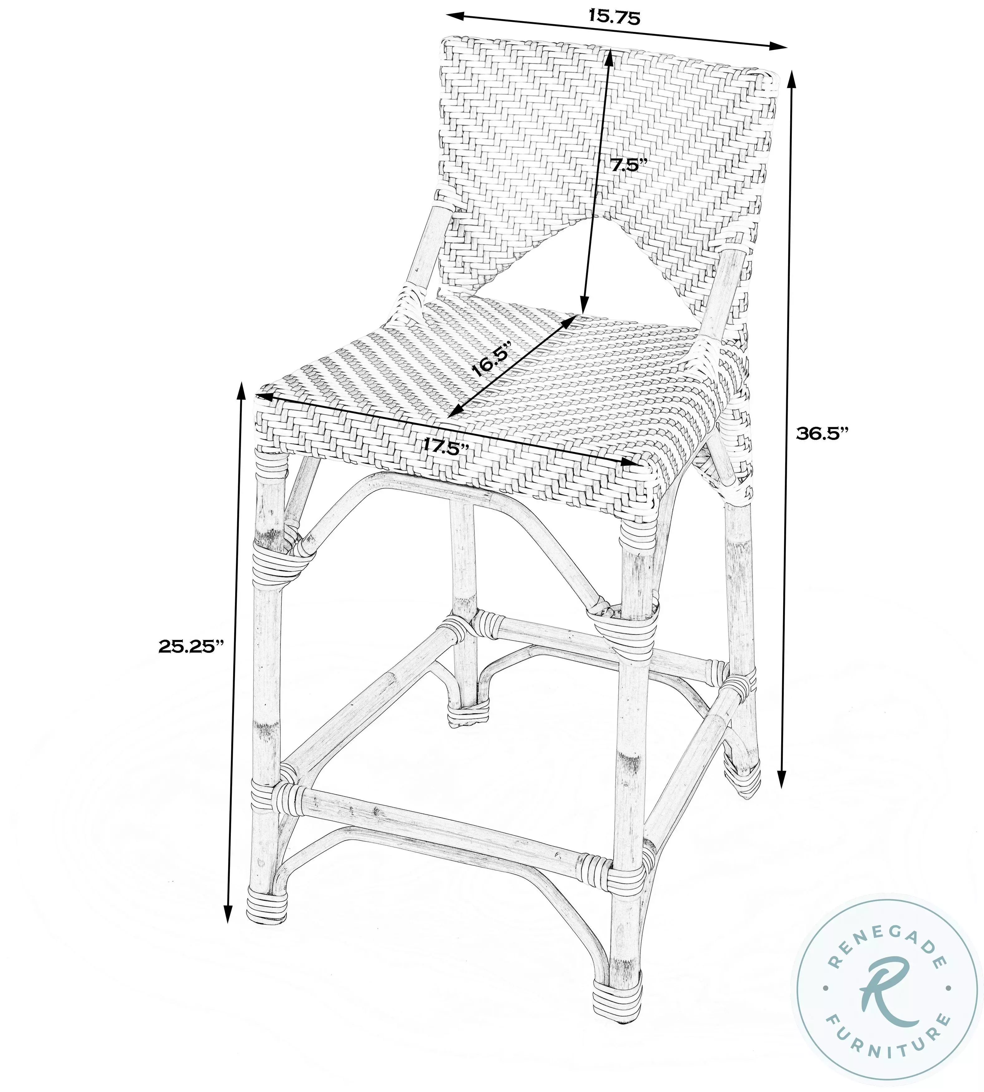 Creanly Baby Blue Rattan Counter Height Stool