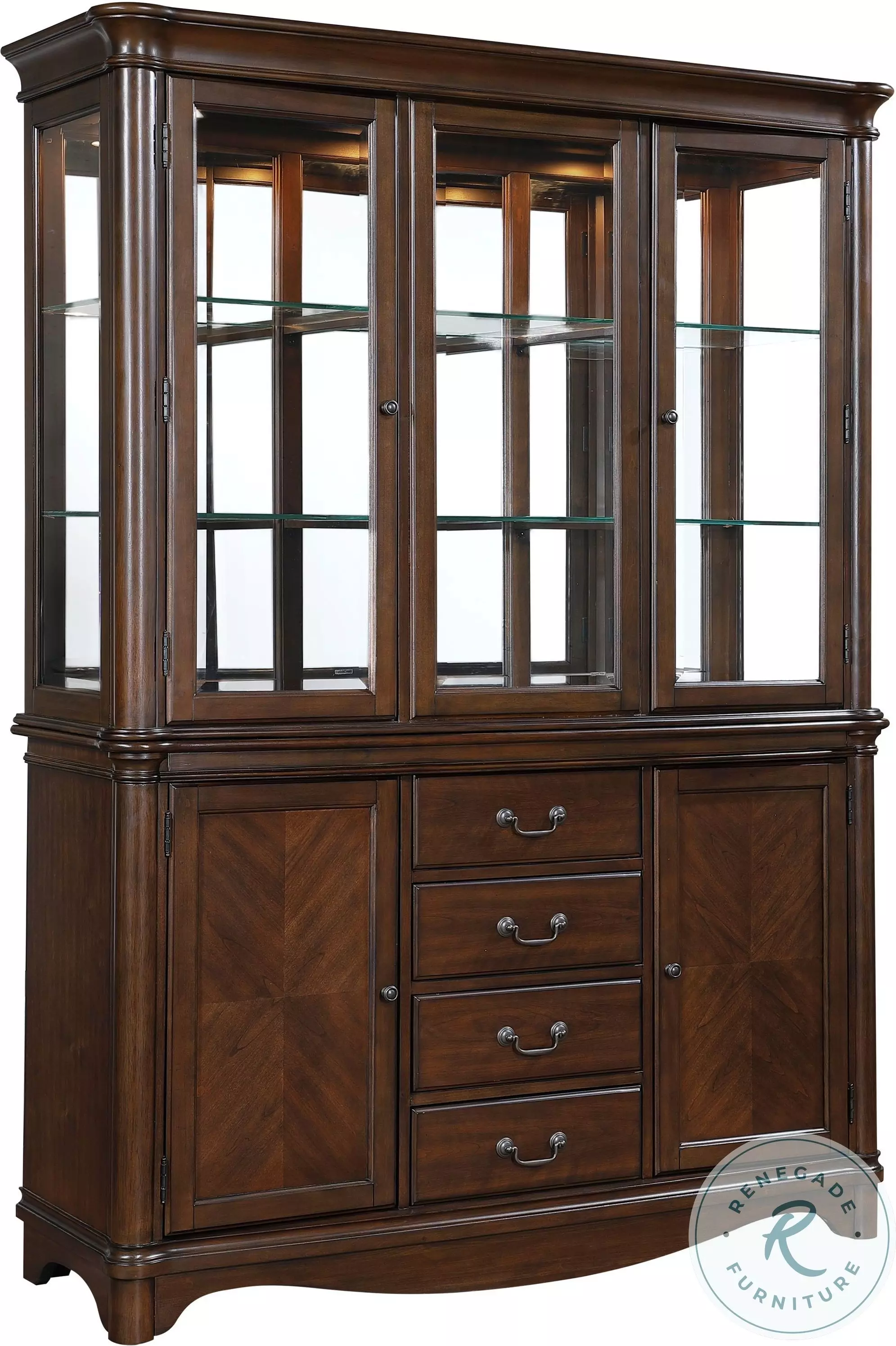 Rexford Cherry China Cabinet with LED Lighting From Homelegance