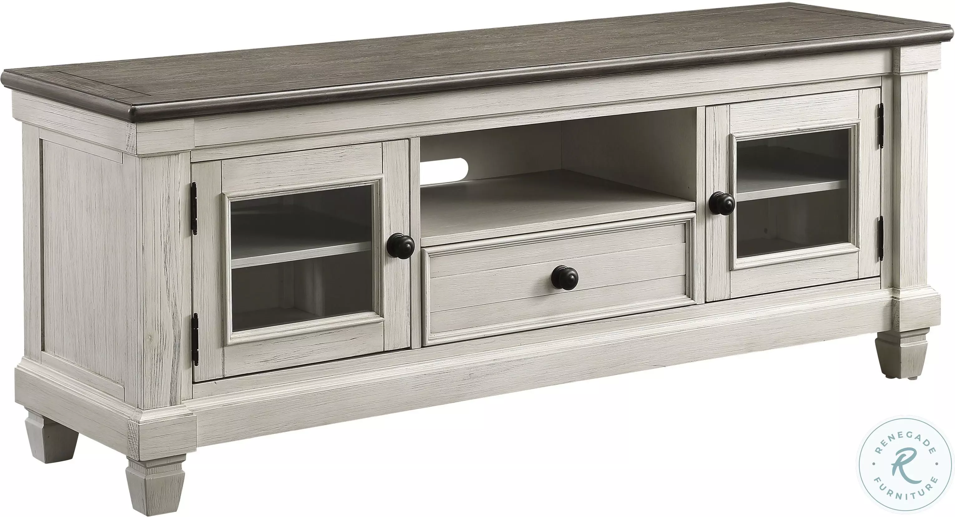 Granby Antique White And Rosy Brown TV Stand from Homelegance