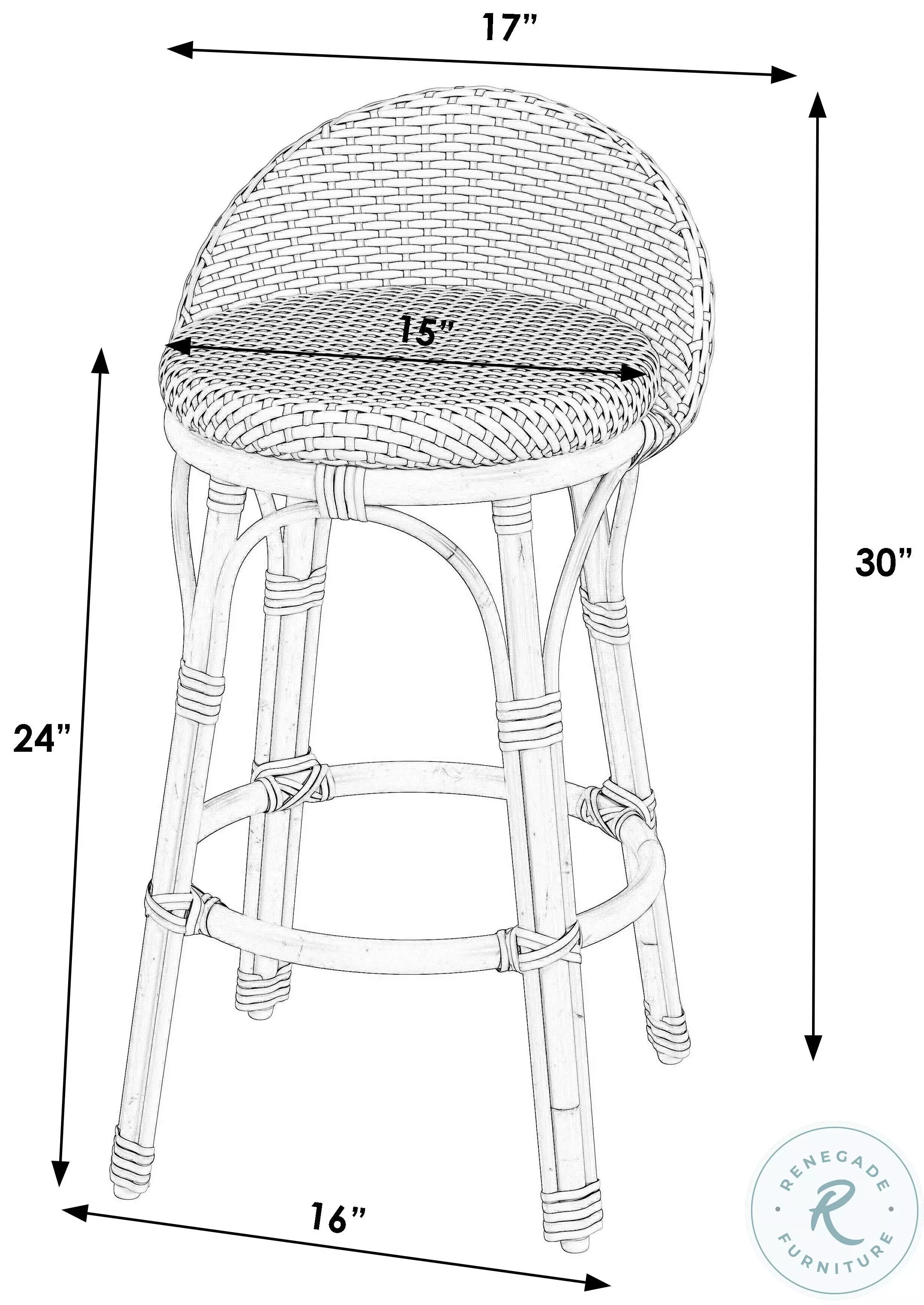 Tobias White and Sky Blue Dot Outdoor Low Back Counter Height Stool