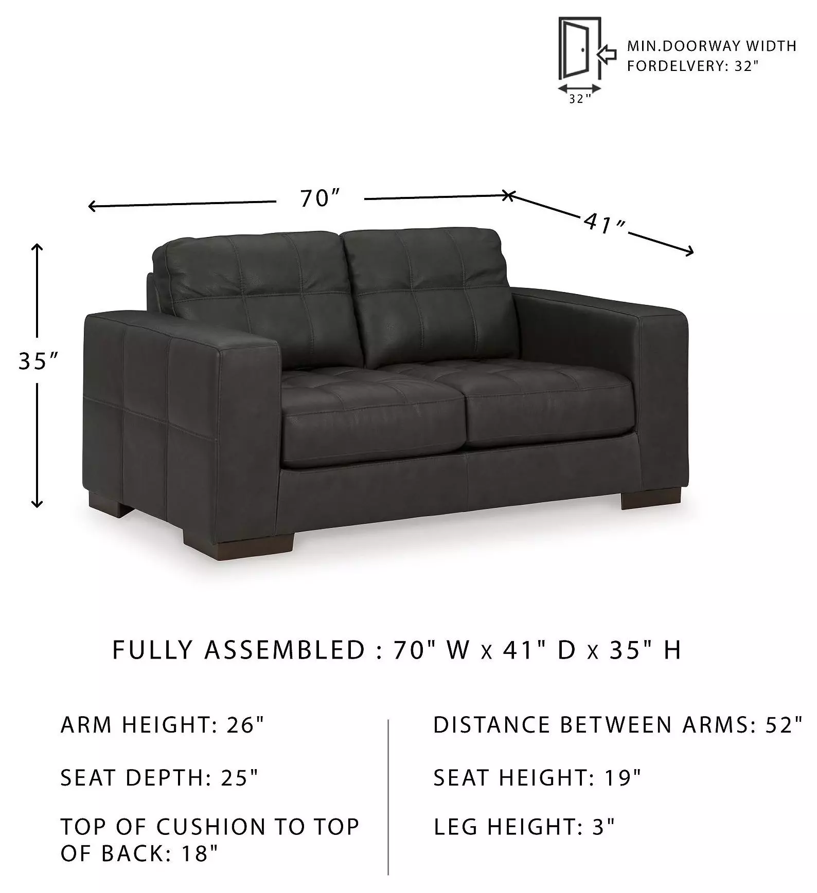 Luigi Thunder 70" Loveseat