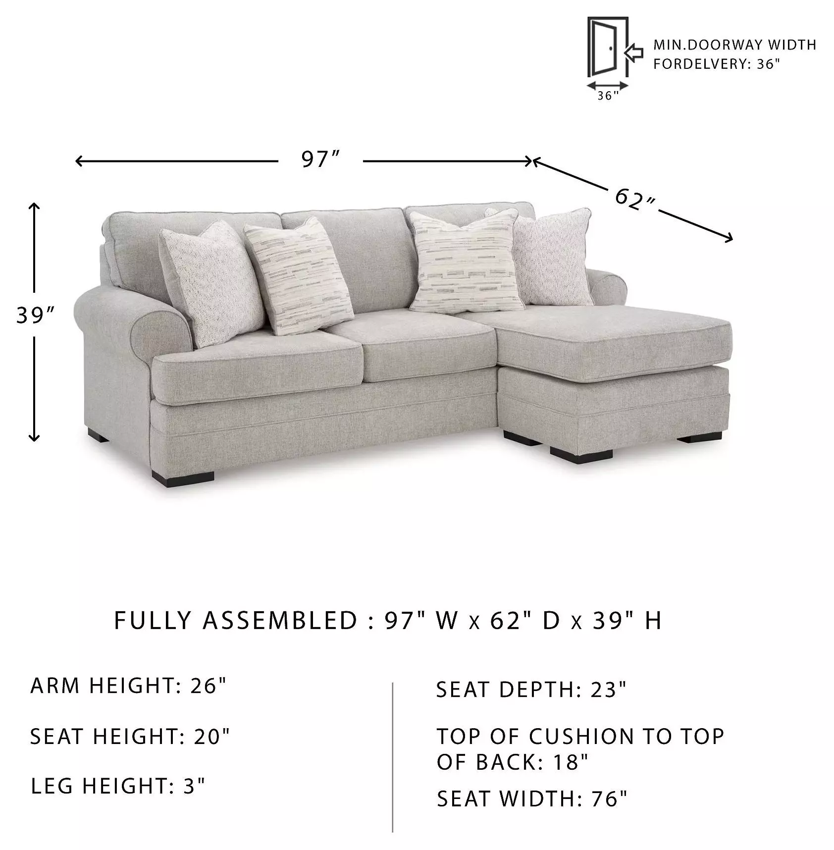 Eastonbridge Shadow RAF Sofa Chaise