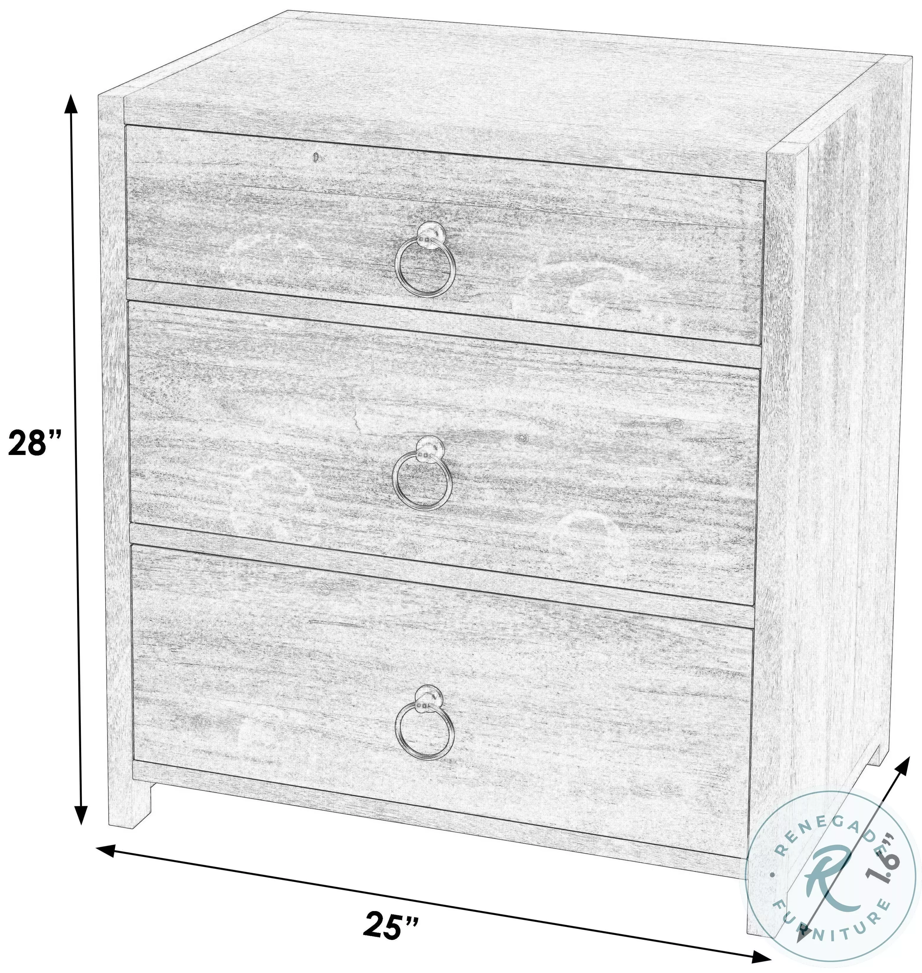 Lark White 3 Drawer 35" Nightstand