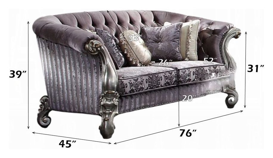 Versailles Brown 76" Loveseat with Pillow and Nailhead Trim