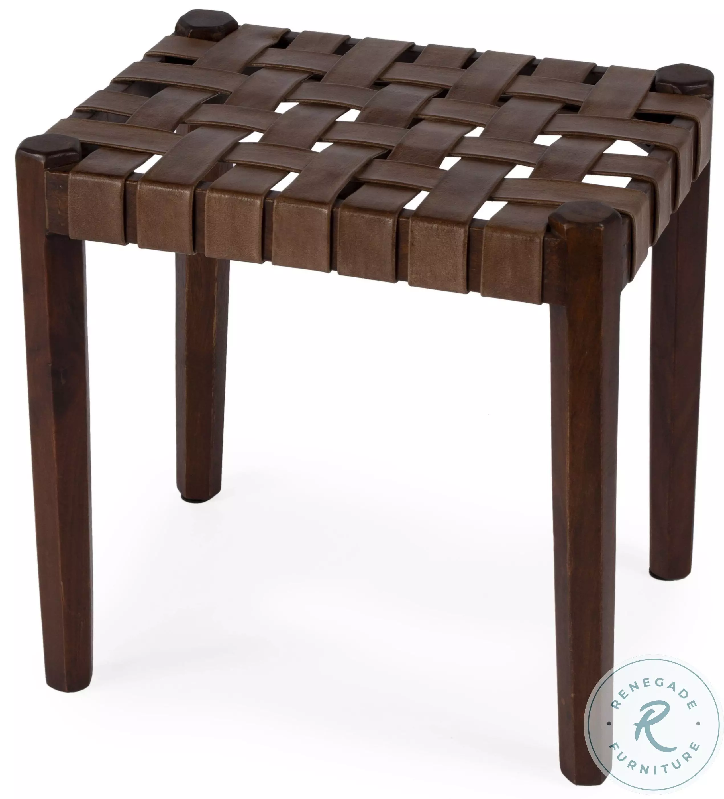 Kerry Brown Leather Woven Stool From Butler | Coleman Furniture