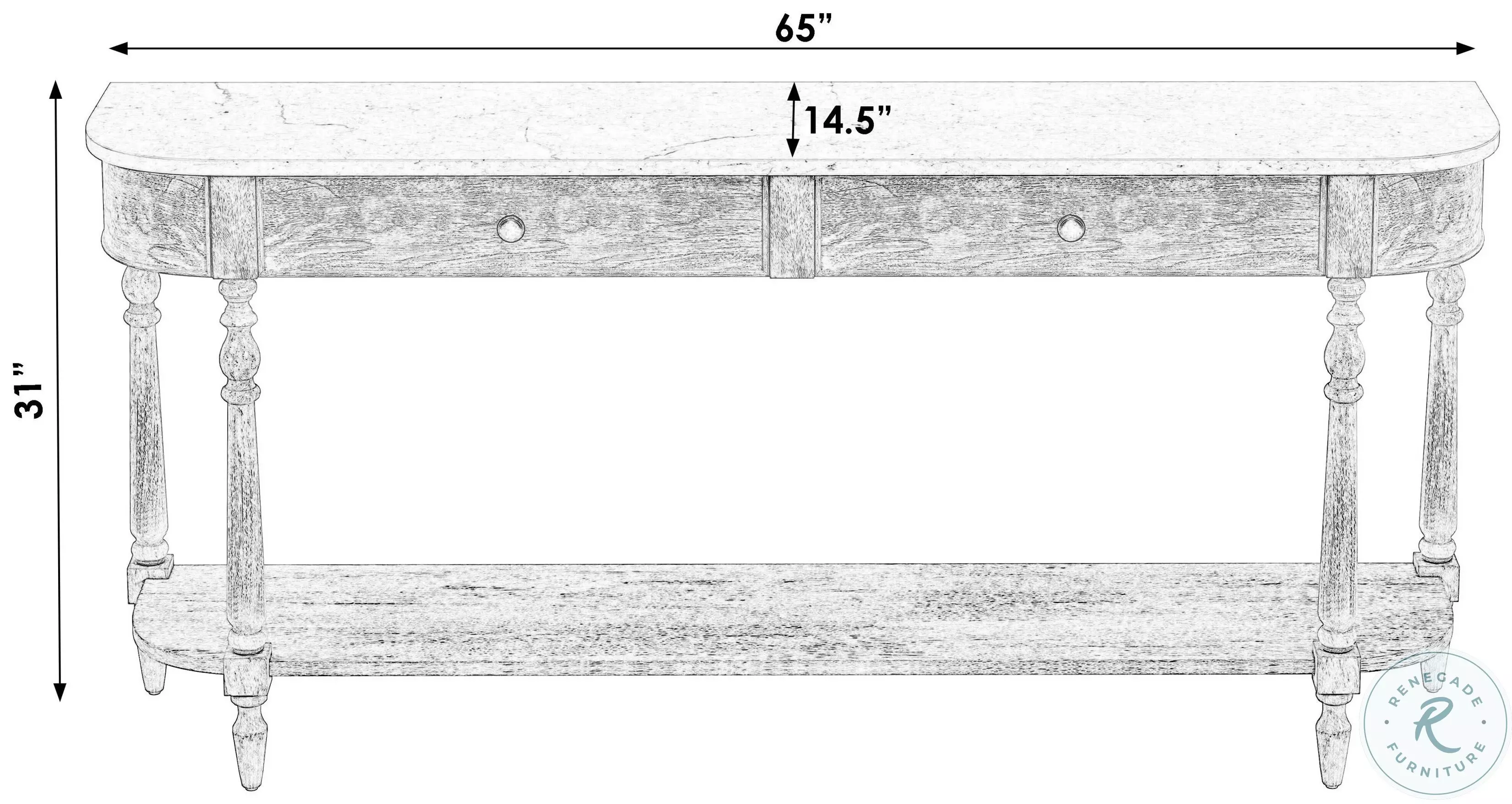 Danielle Rustic Gray 65" Console Table