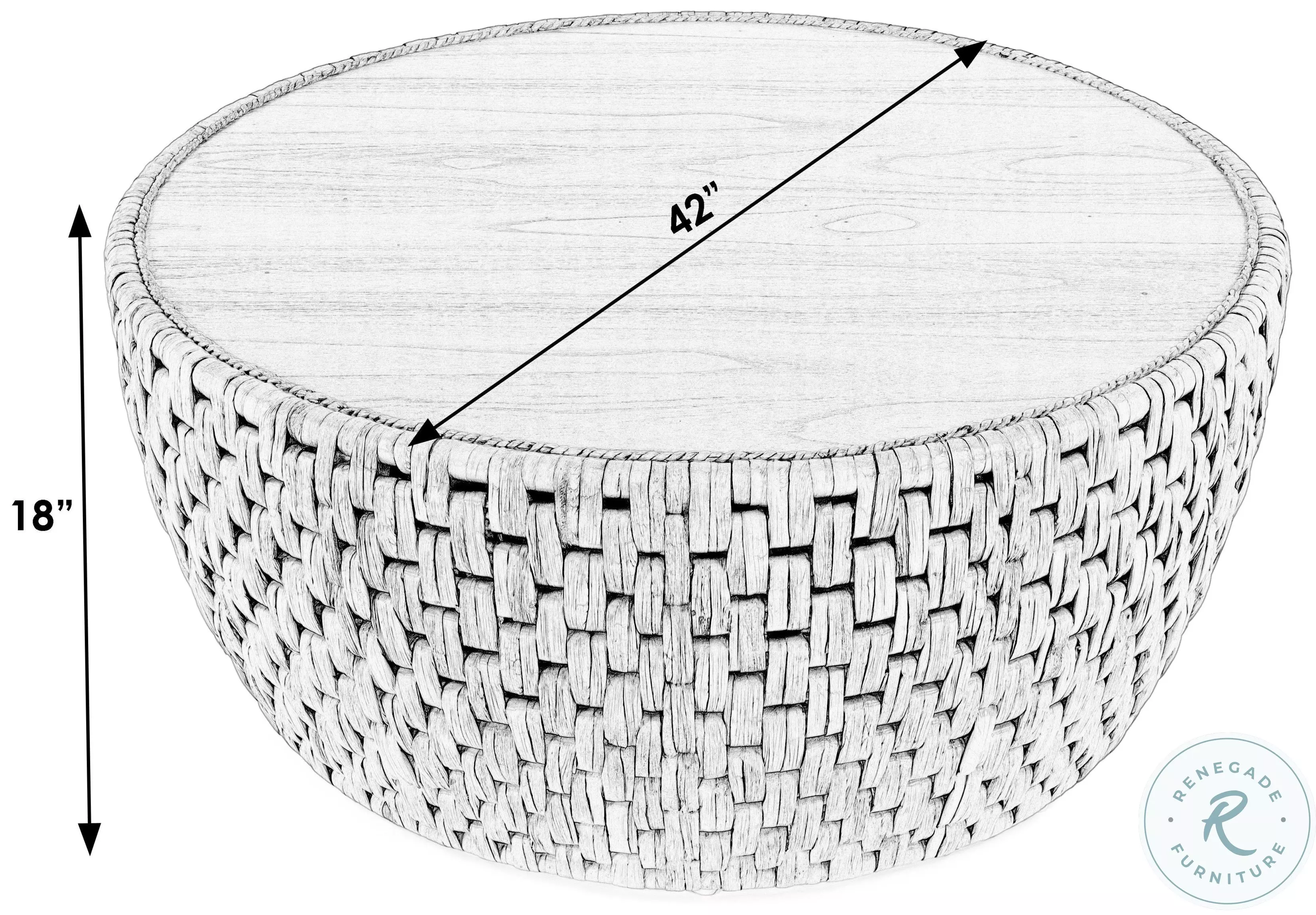 Captiva neutral Rattan Round Drum Coffee Table
