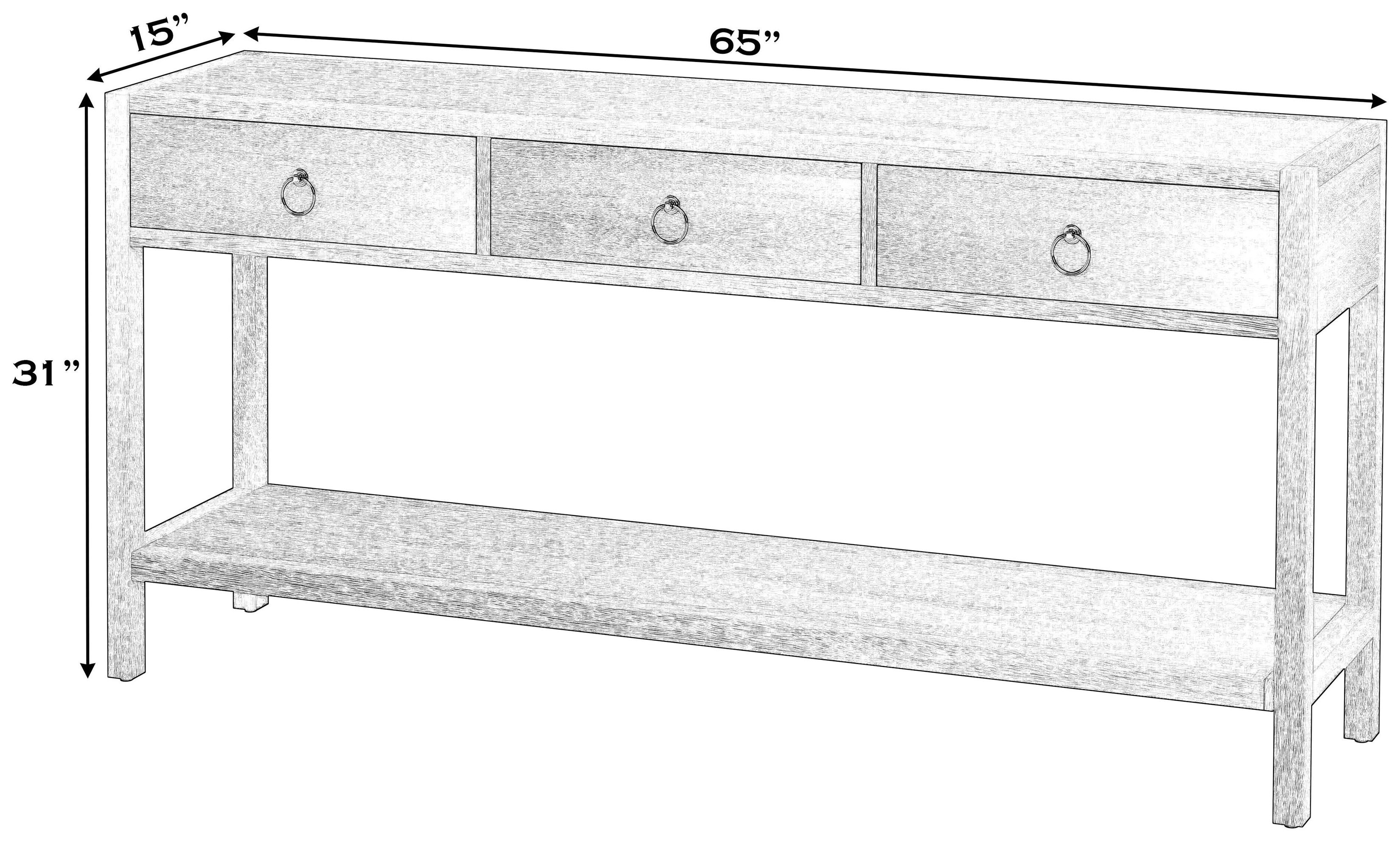 Lark Medium Brown 65" Rectangular 3 Drawer Console Table