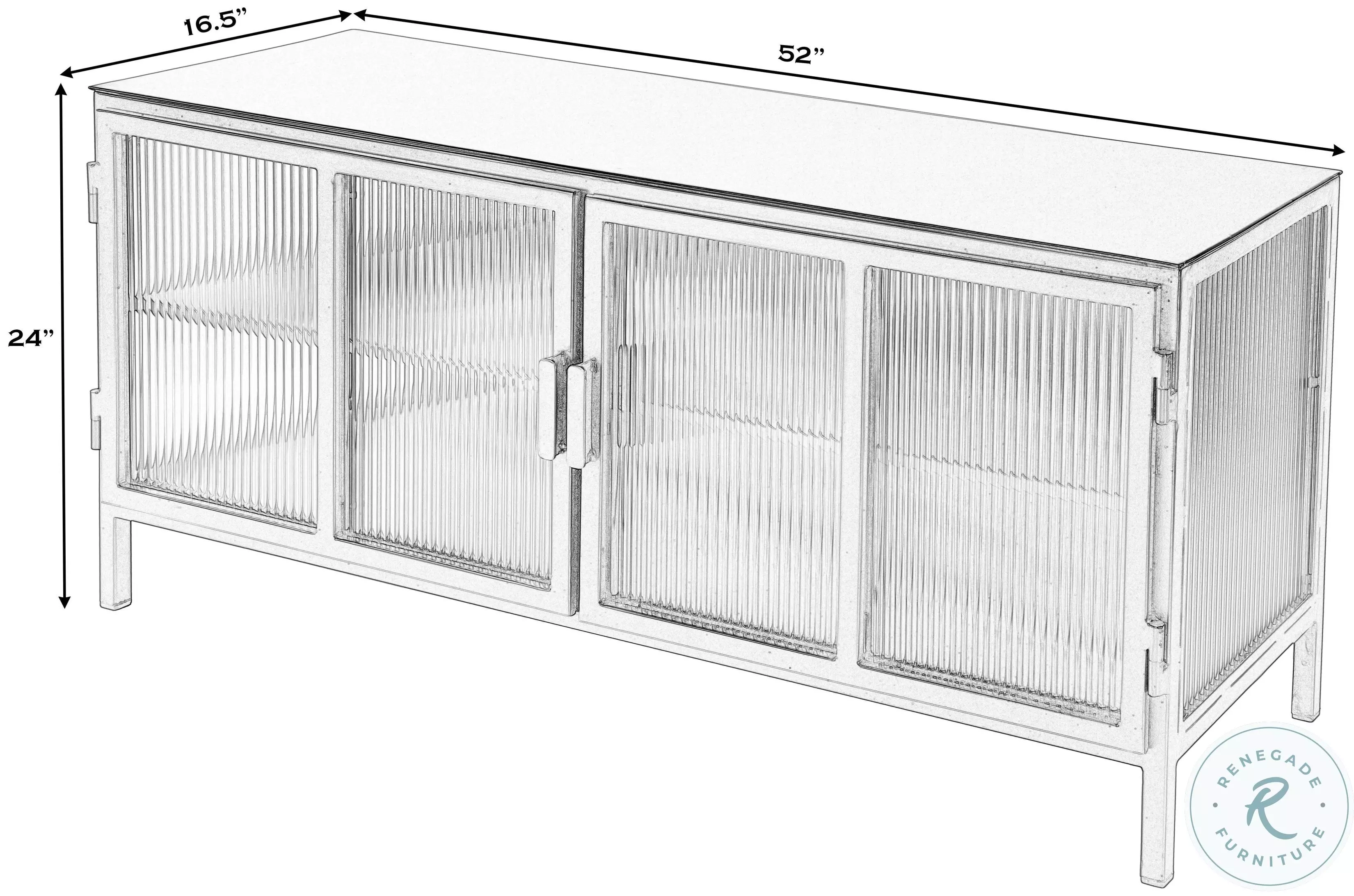 Hoxton Black Metal Ribbed Glass TV Stand