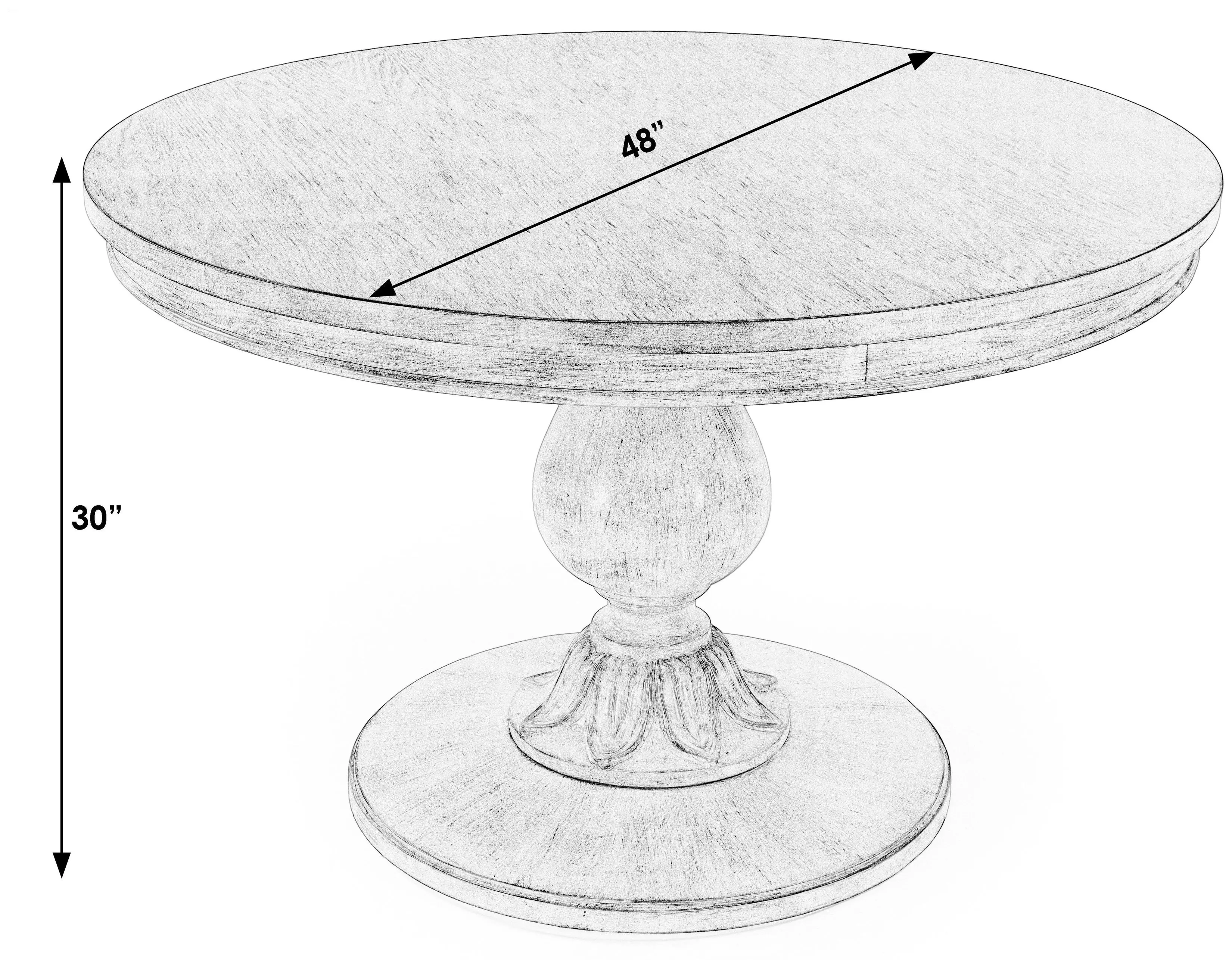 Evie Pastel Blue 48" Round Single Pedestal Dining Table