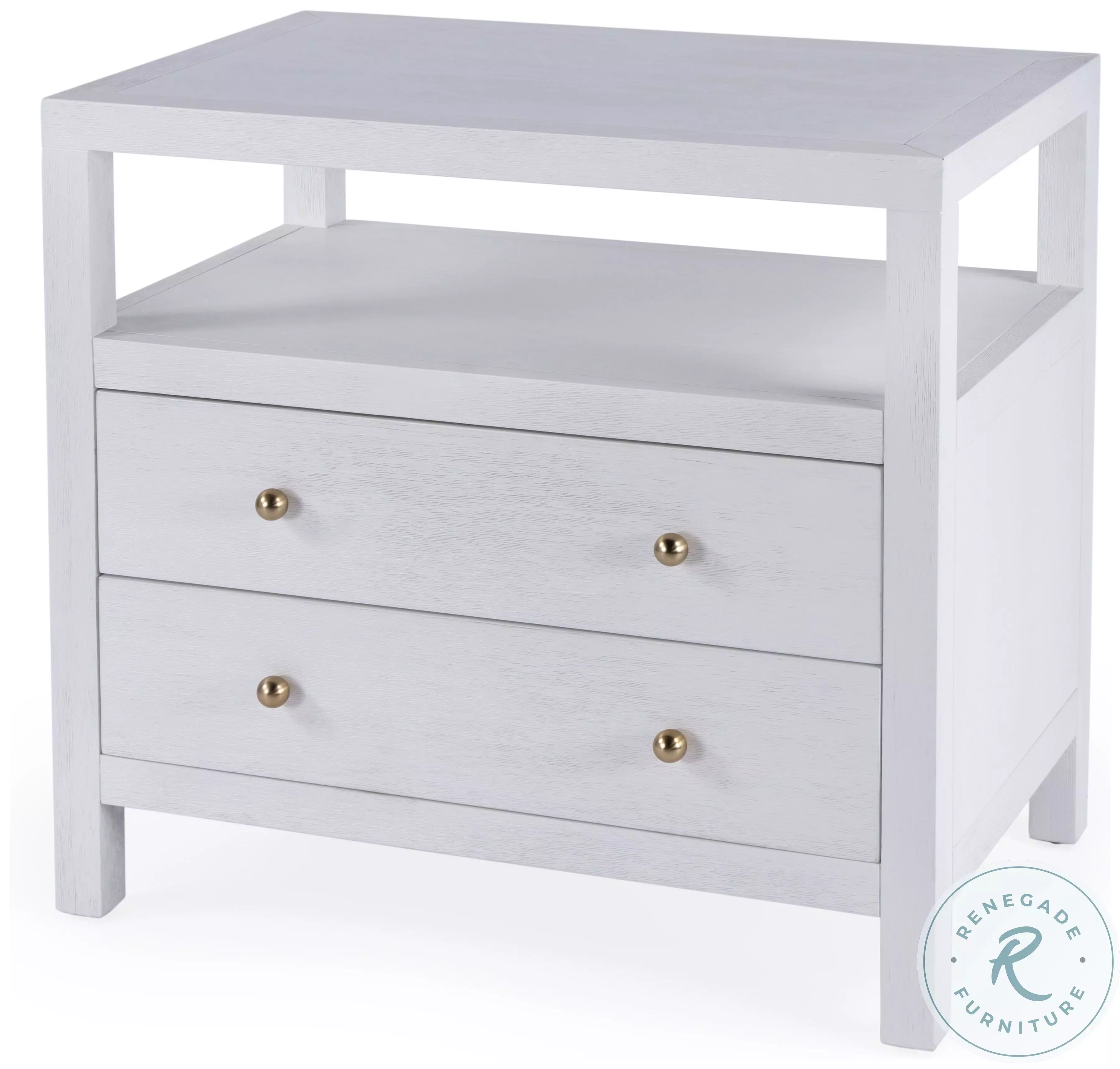 Nora White 2 Drawer Wide Nightstand From Butler | Coleman Furniture