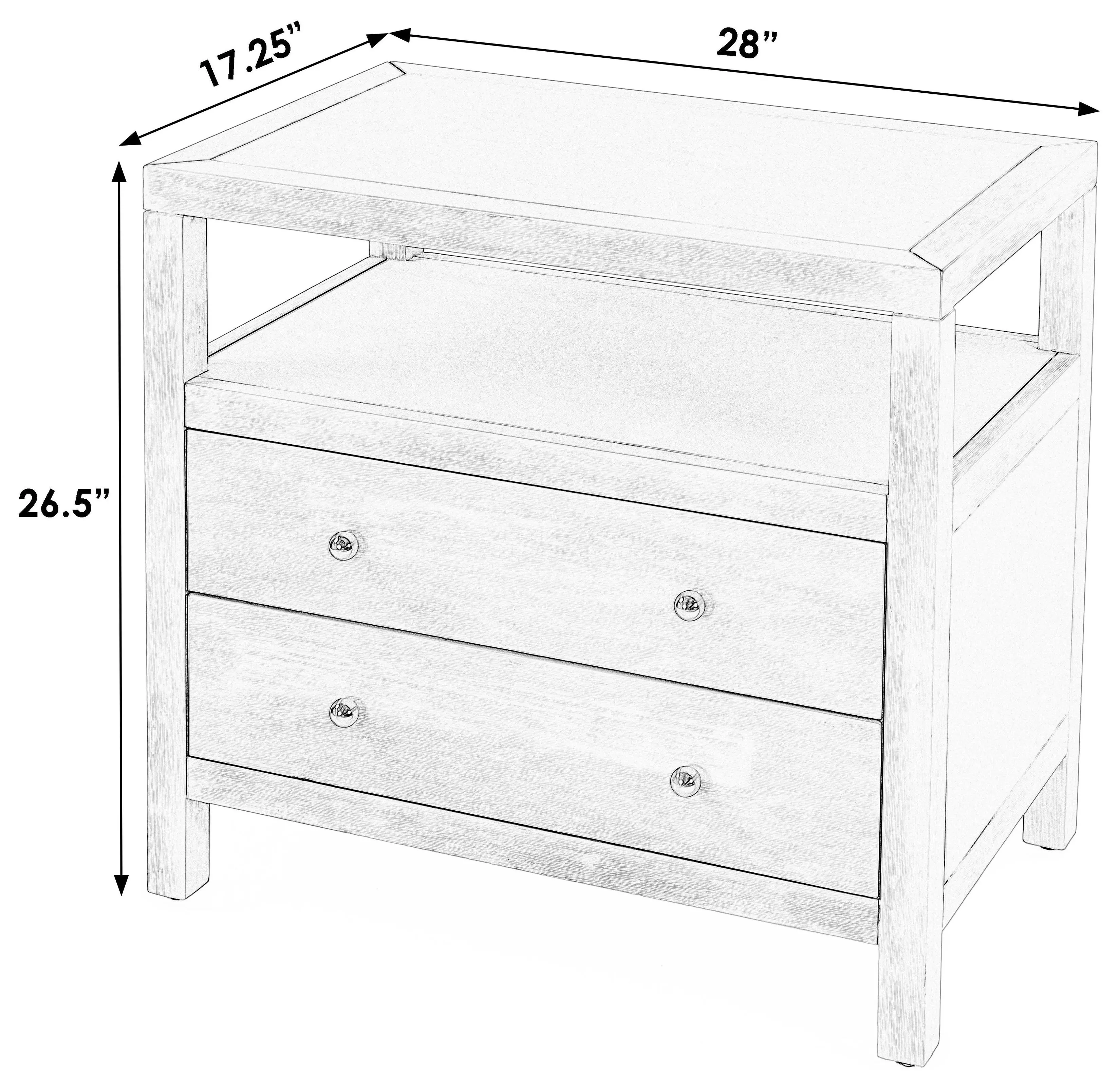 Nora Light Blue 2 Drawer Wide Open Nightstand