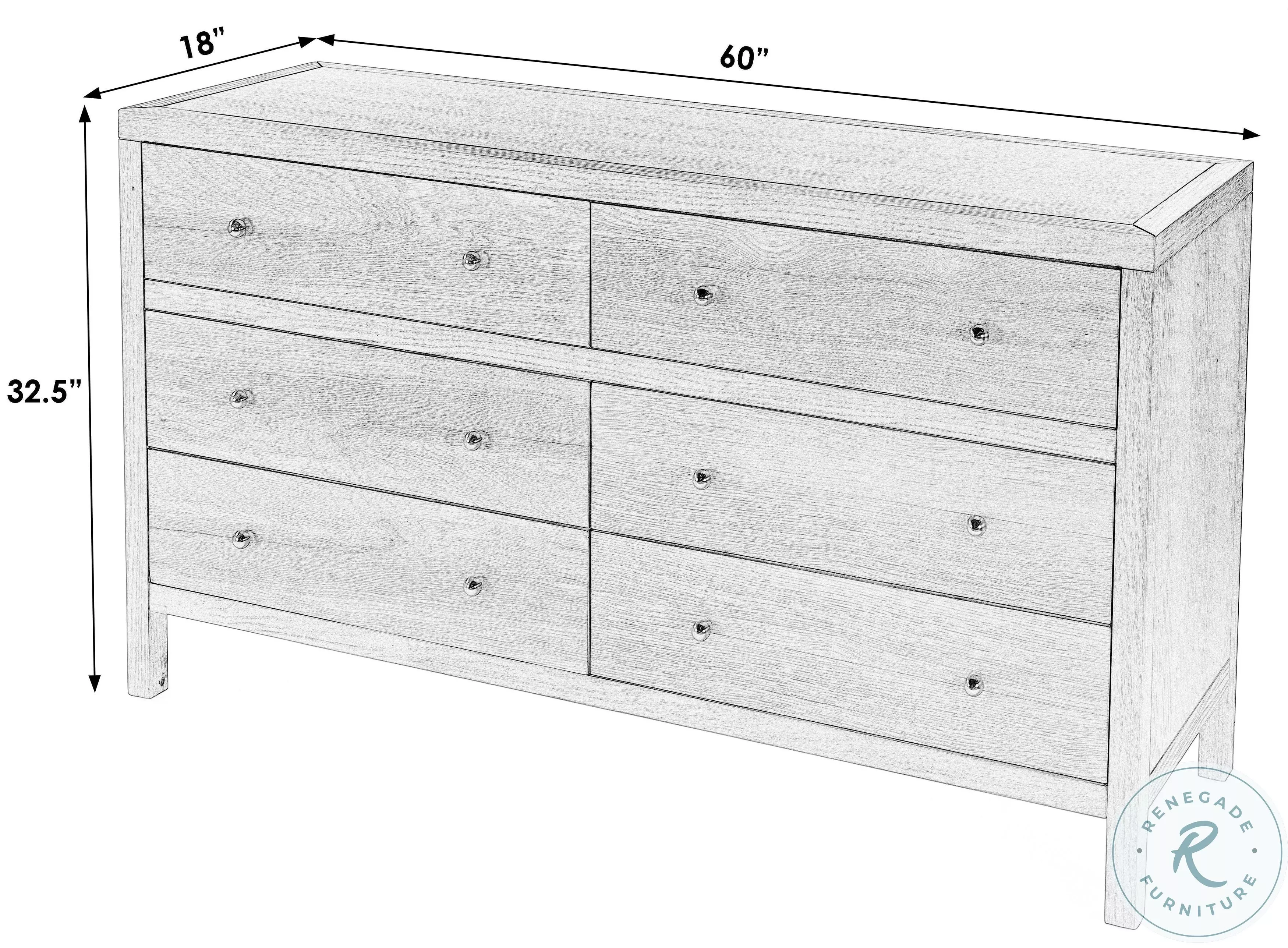 Nora Smooth White 6 Drawer Dresser
