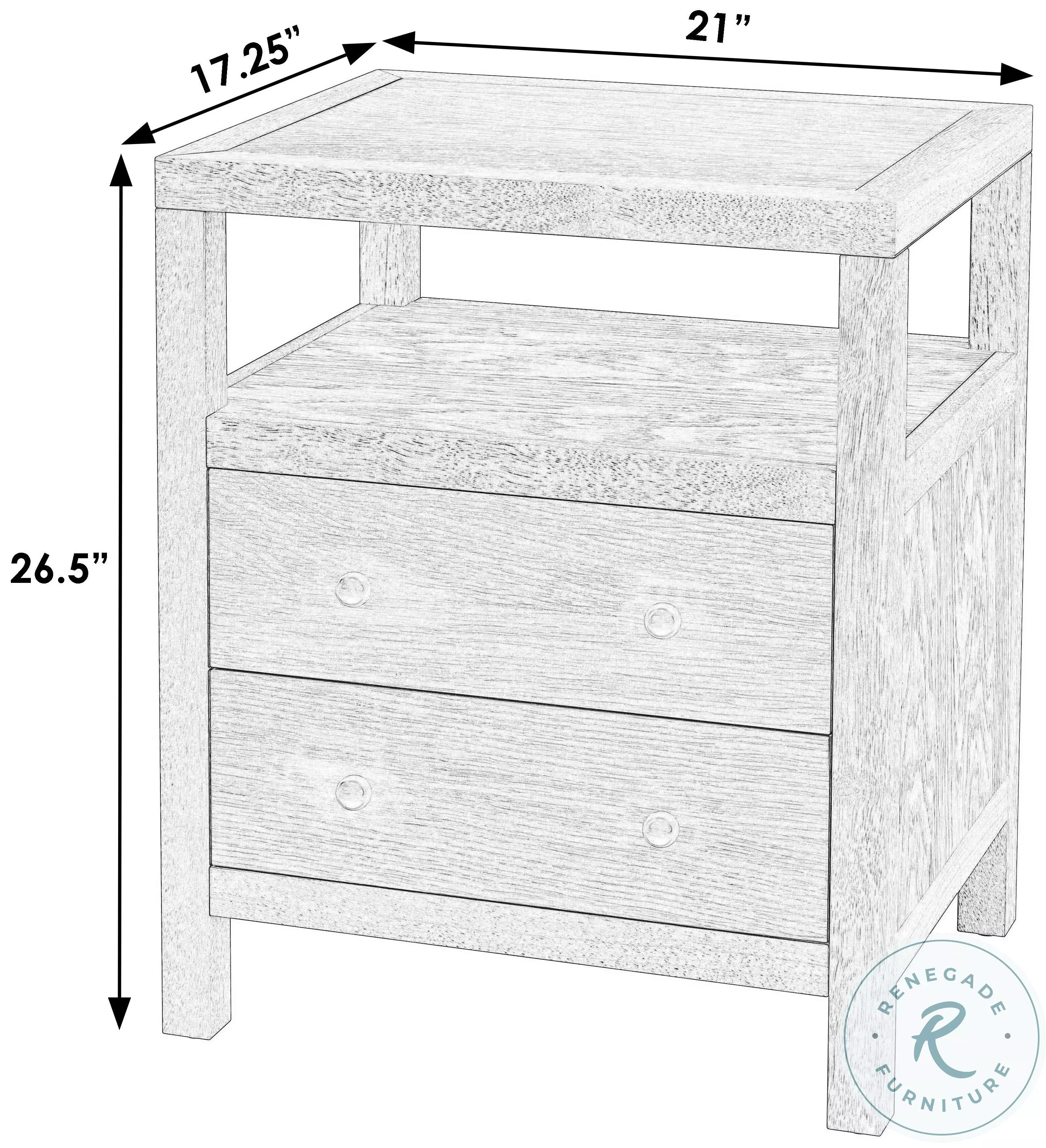 Nora Walnut 2 Drawer Nightstand
